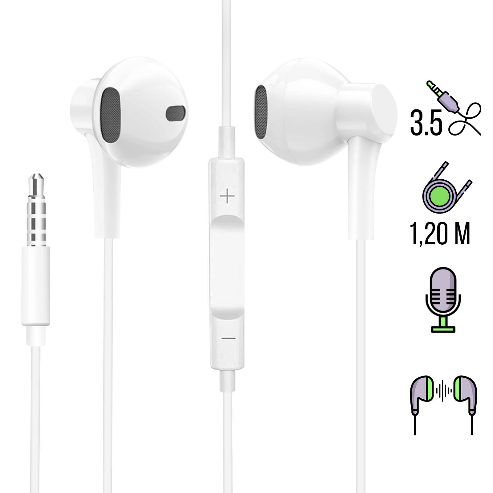 Ecouteur sans fil + kit pieton + micro ozzzo blanc pour Samsung Galaxy A52  5G