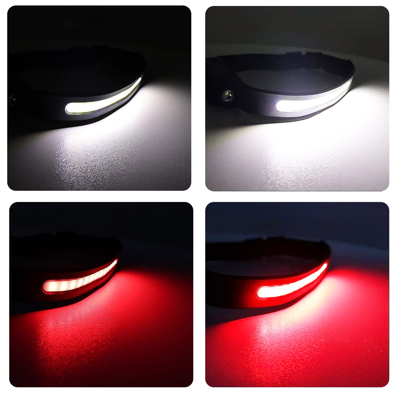 MaxoPro – Lot de 2 lampes frontales à DEL résistantes aux chocs et étanches  IPX4 avec bandeau LED réglable – Super lumineuse 120 lumens – Lampe