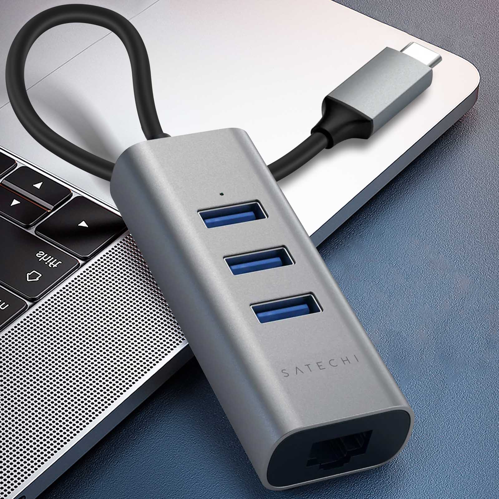 Adaptateur USB vers USB C Satechi, Charge et Synchronisation de Données 5  Gbps - Gris - Français
