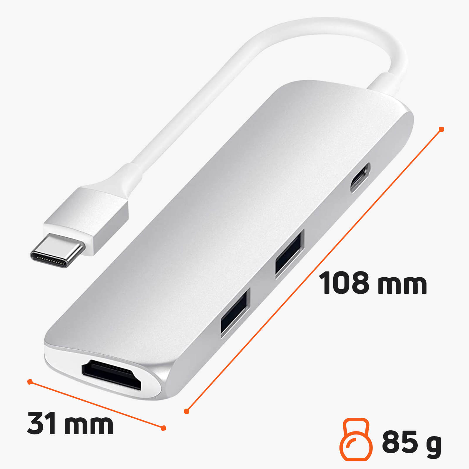 SATECHI - HUB USB-C MULTIPORTS ON-THE-GO GRIS