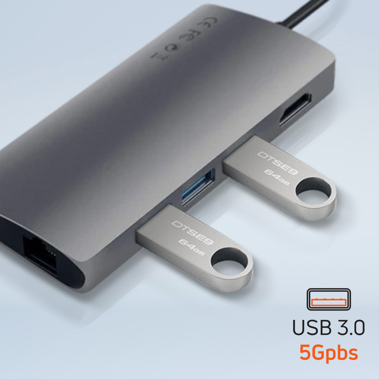 Satechi Hub USB C vers HDMI 4K + Ethernet + 3 USB + USB C 60W + Lecteur  carte SD / micro-SD Carte V2 Gris sidéral - Câble & Adaptateur - LDLC