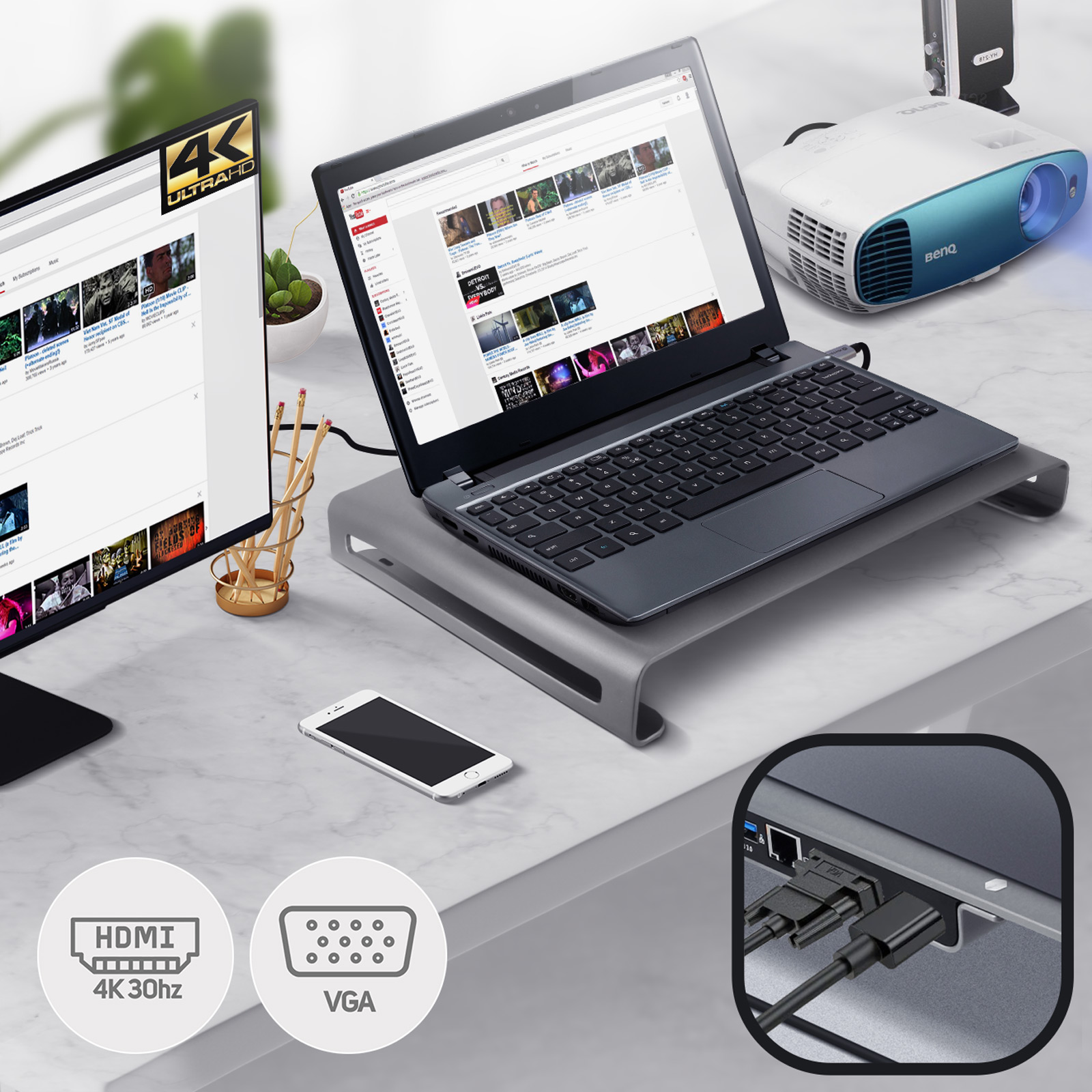 Dock HUB USB-C Ordinateur Portable / Macbook, 10 en 1 en Aluminium