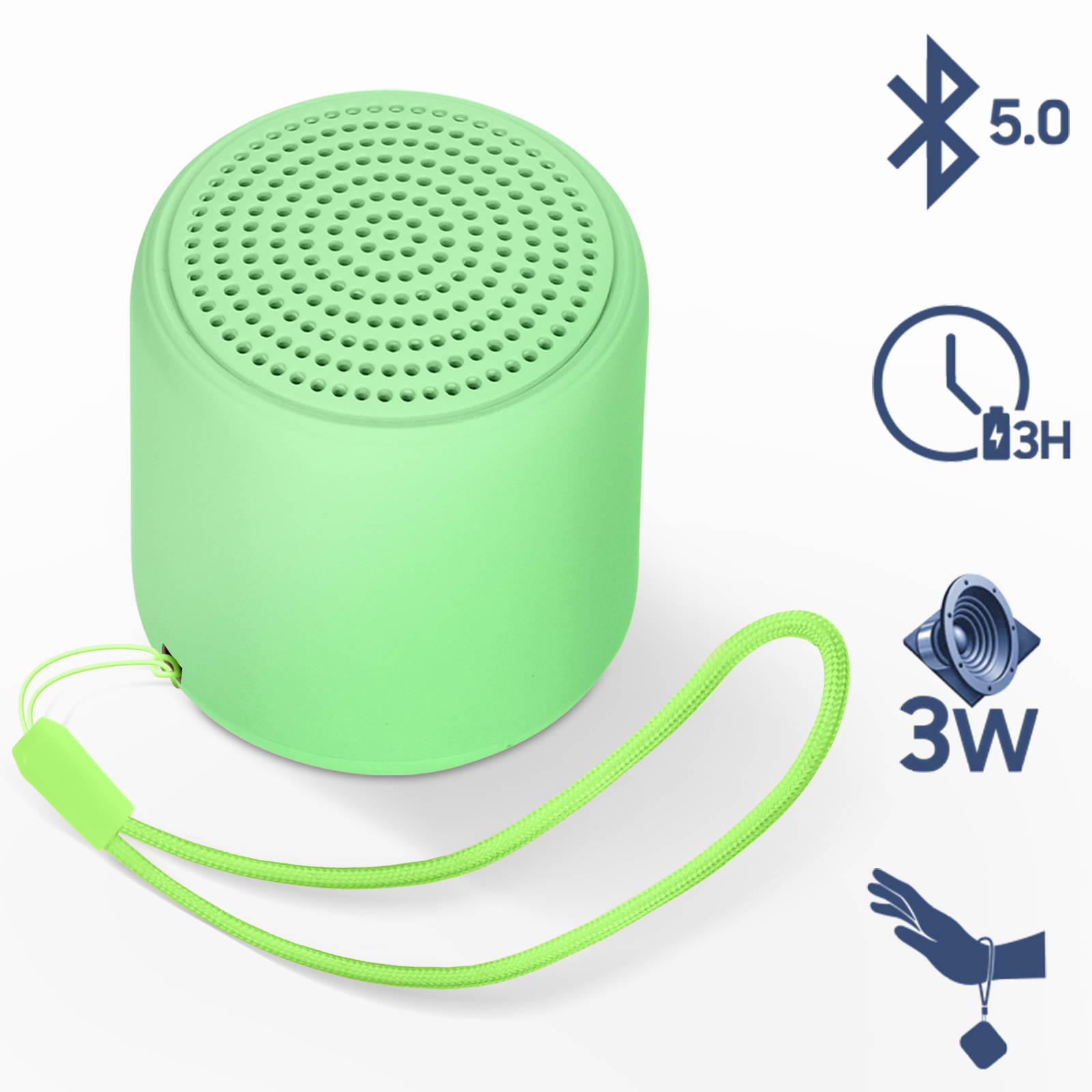 Mini Cassa Bluetooth Ultra-compatta con Cordoncino, collezione littleFUN -  Verde - Italiano