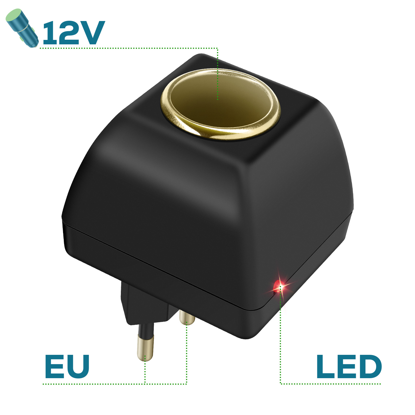 Adaptateur secteur vers Allume cigare 12V - Prise 220V Noir - Franais