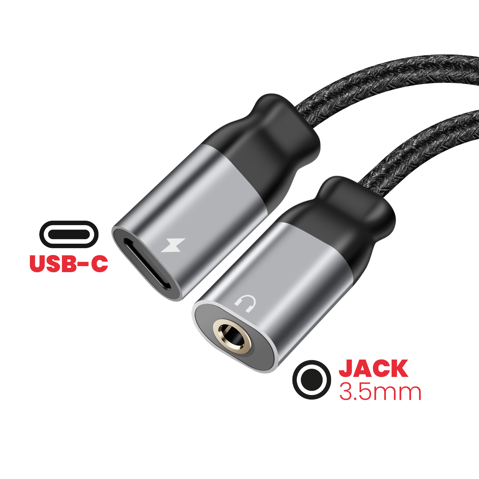 Sdoppiatore Audio Type C A Jack 3.5mm - Adattatore 1 In 2 Per Smartphone - Metallo