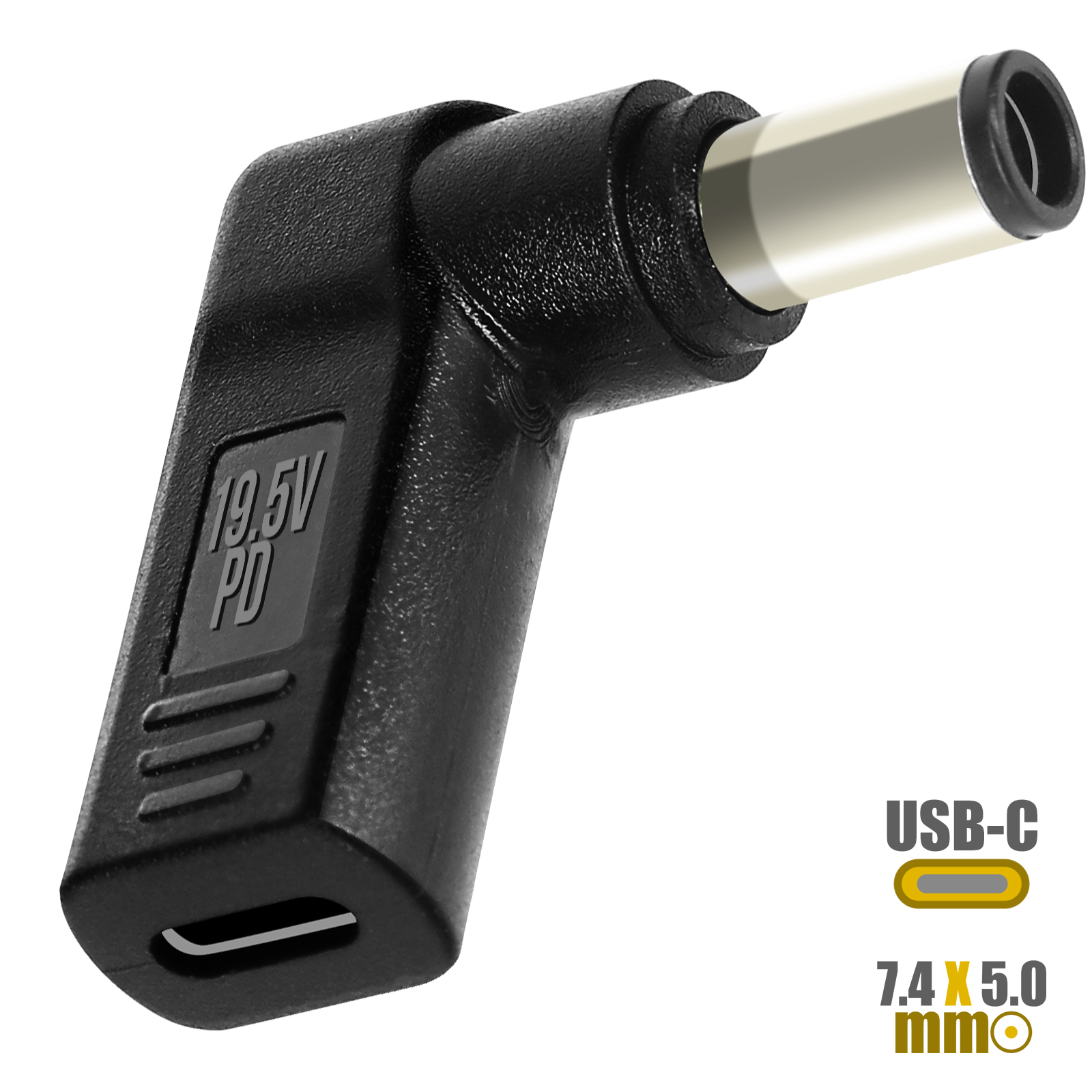 JZK 65W PD USB-C a DC 4.5 * 3.0 mm adattatore cavo per HP laptop, connettore femmina tipo C a jack maschio a barilotto DC ad angolo retto 4.5 mm x 3.0mm, adattatore alimentazione, cavo convertitore