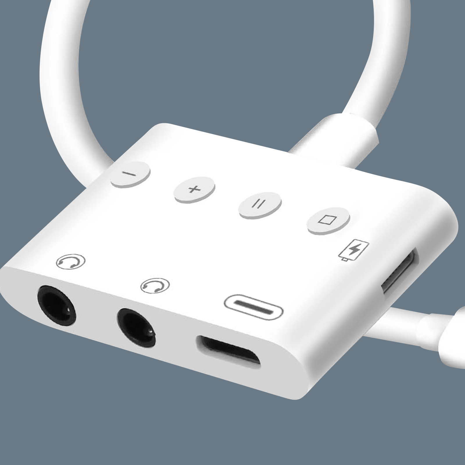 Adattatore 2 In 1 Da Lightning A Jack 3.5 Mm E Ricarica - Certificato MFi, Per IPhone E IPad, Cavo AUX Splitter (Blu E Viola) - 3