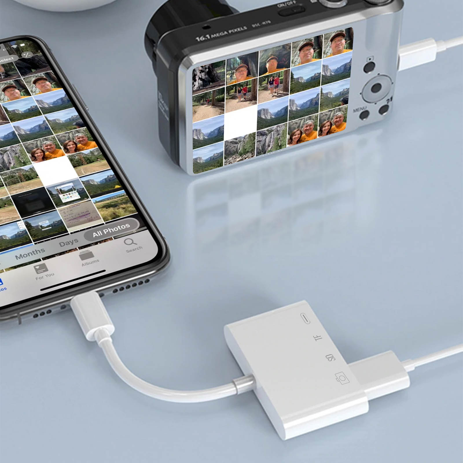 Camera Digitale Lettore Schede SD Per IPhone - Dual Connettore Lightning E USB-C Lettore Microsd Per Ipad