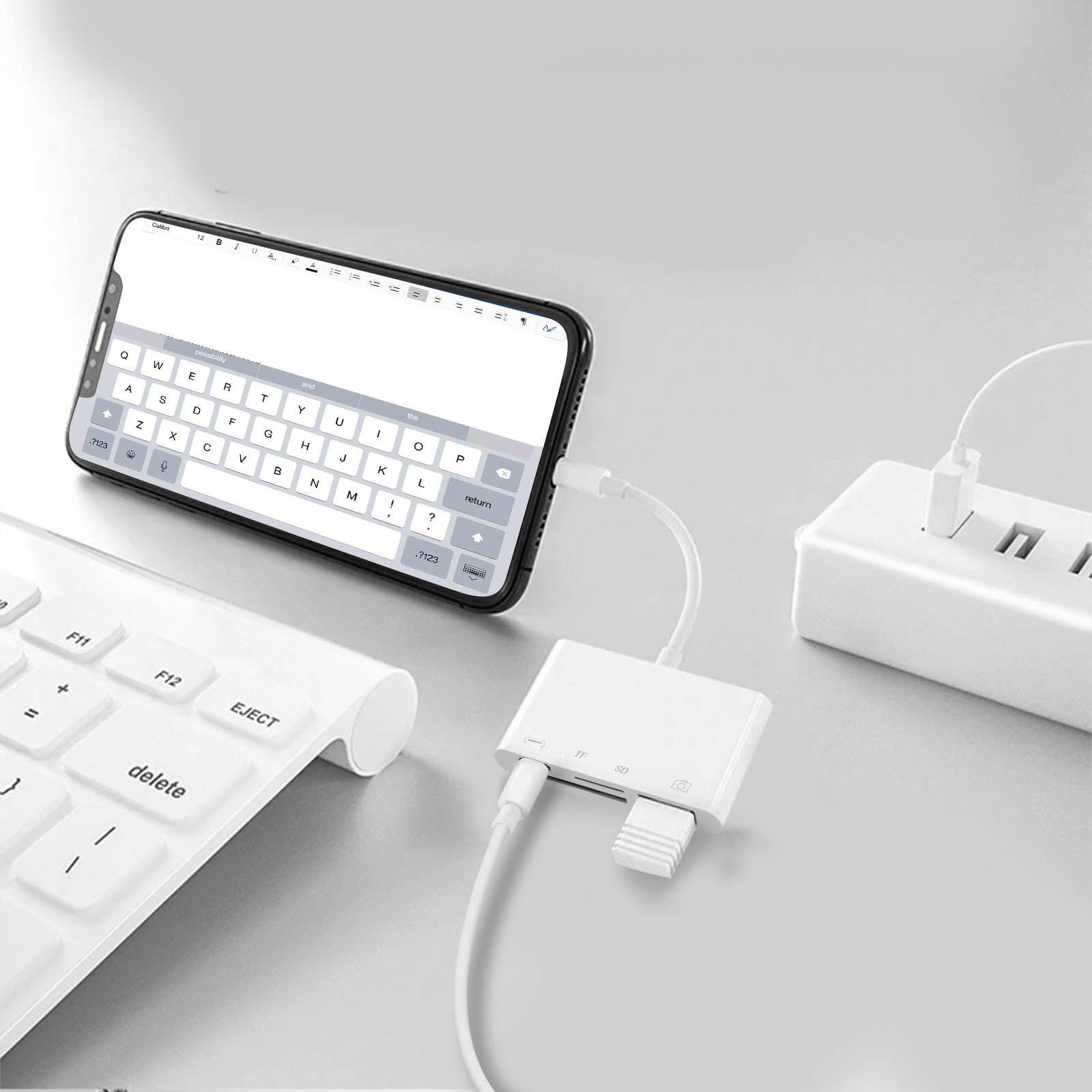 Lettore Di Schede SD 4 In 1 Per IPhone/iPad - USB-C/Lightning A Micro SD/SD - Adattatore Con Ricarica E Audio - 2