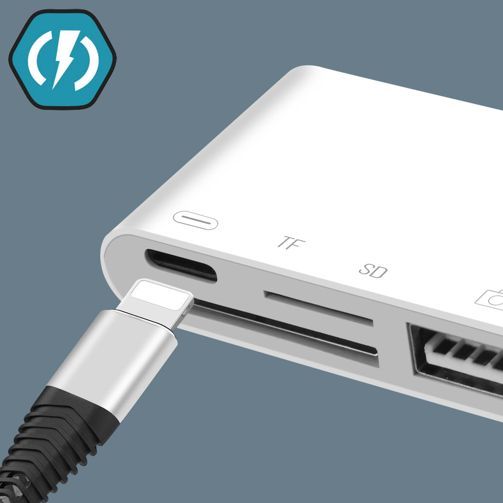 Lettore Schede SD Universale Con Connettori USB-C E Lightning – Doppio Slot Per SD E MicroSD, Adattatore OTG Per IPhone, IPad E Android - 3