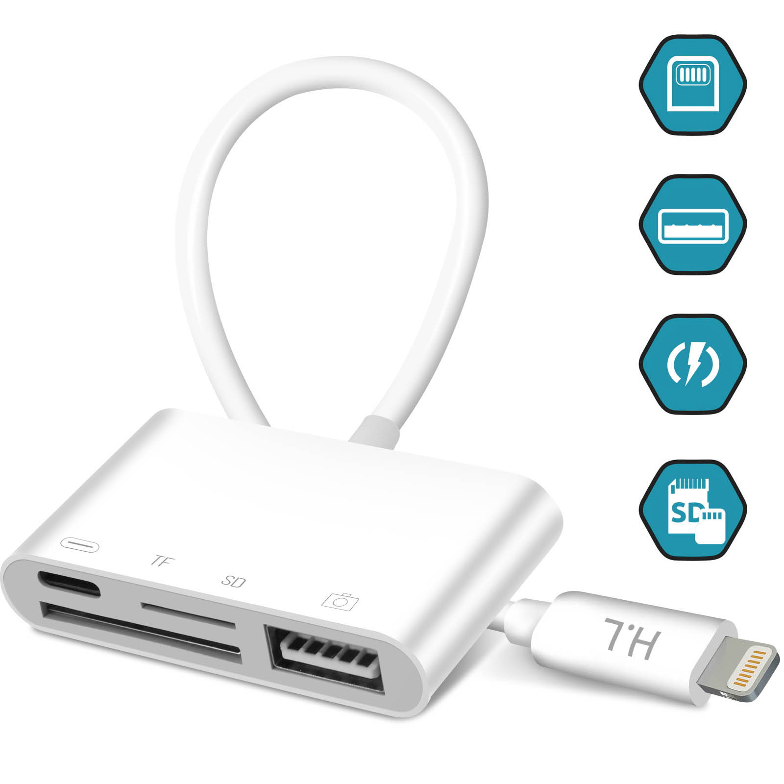 Leitor Cartão SD Para IPhone - Dual Lightning E USB-C 2em1