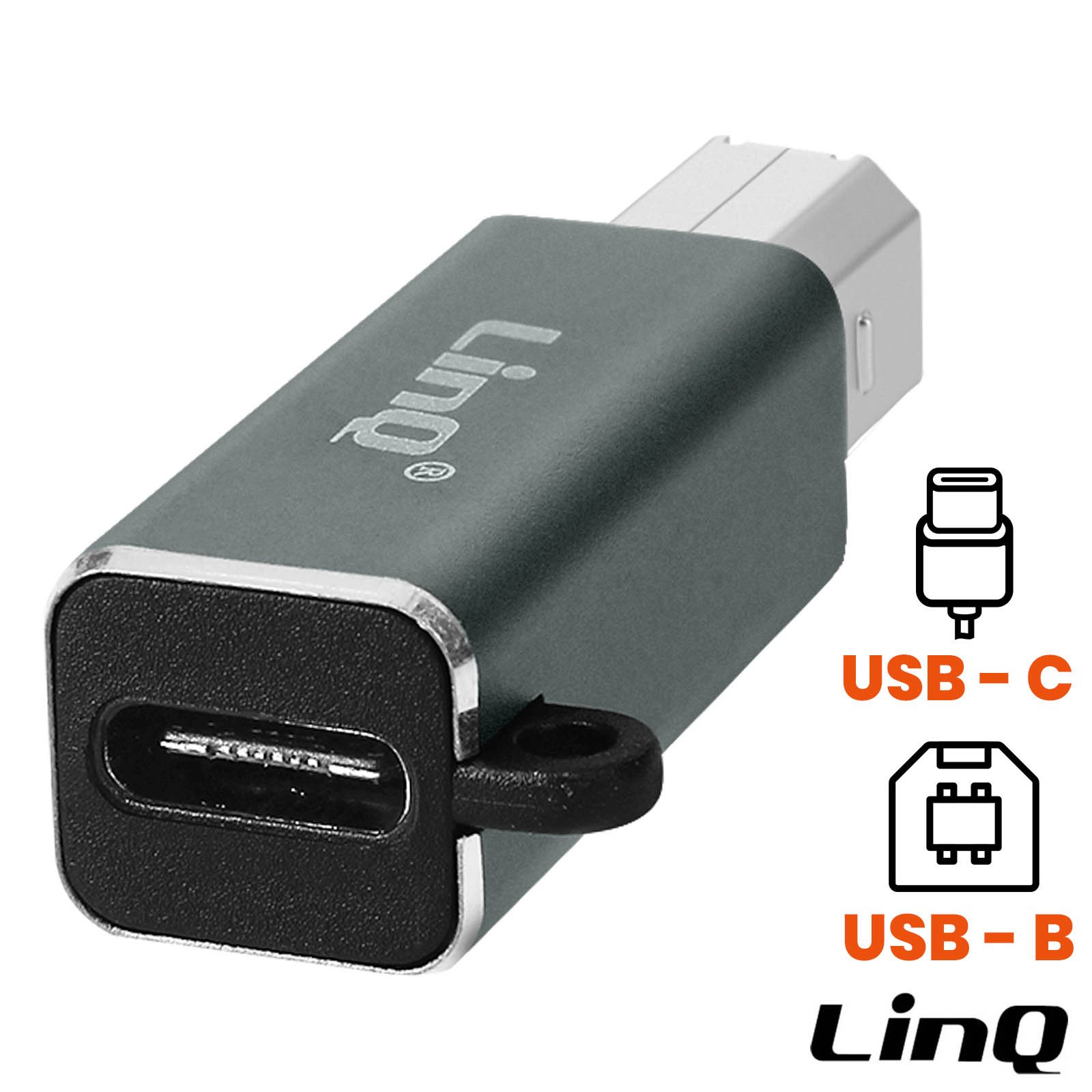 Adattatore da USB-C femmina a USB-B maschio Plug and Play per stampanti, sintetizzatori e mixer - LinQ - Italiano