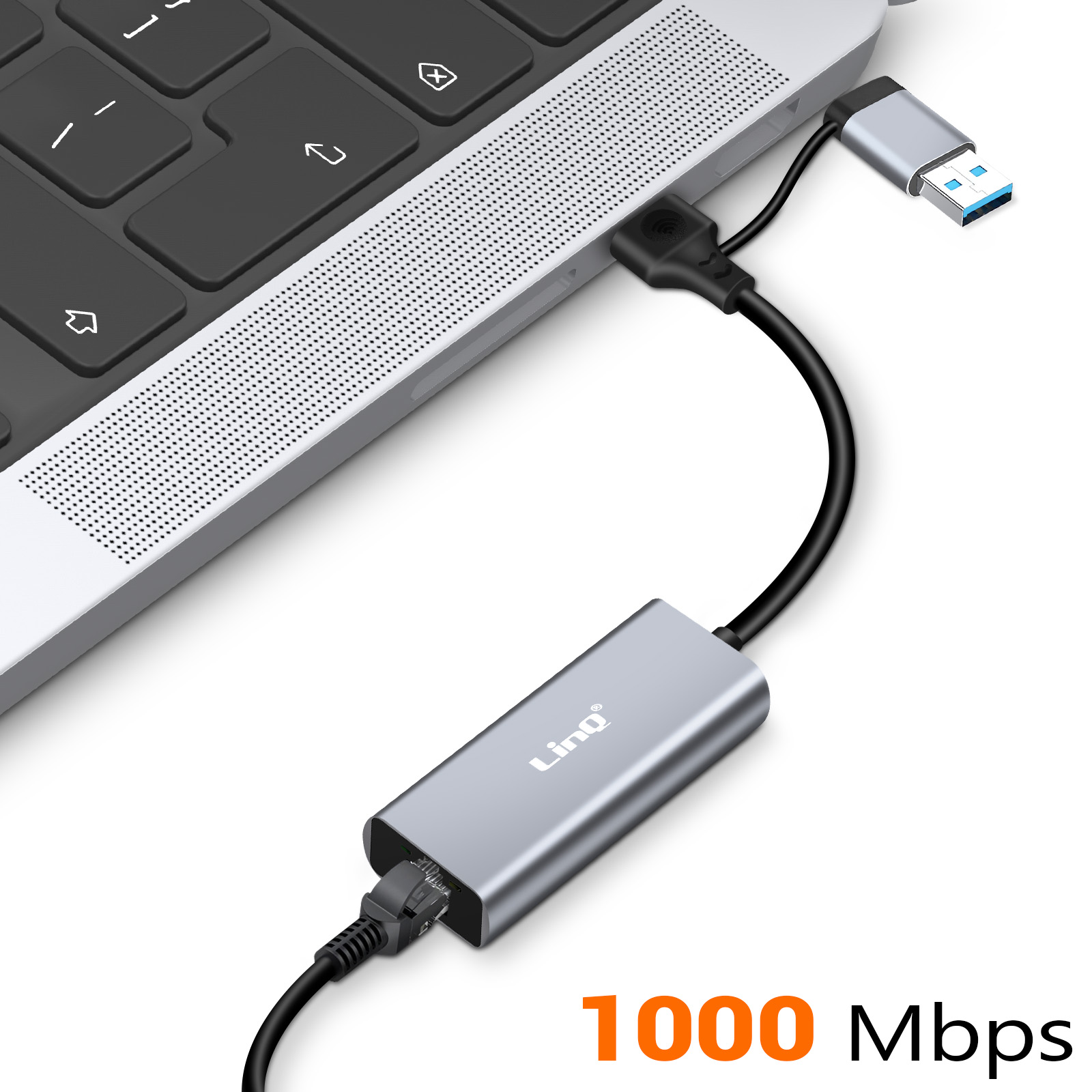 Adattatore RJ45 verso USB + Tipo-C Porta Ethernet 1000 Mbps ultra veloce - Plug & Play - Italiano
