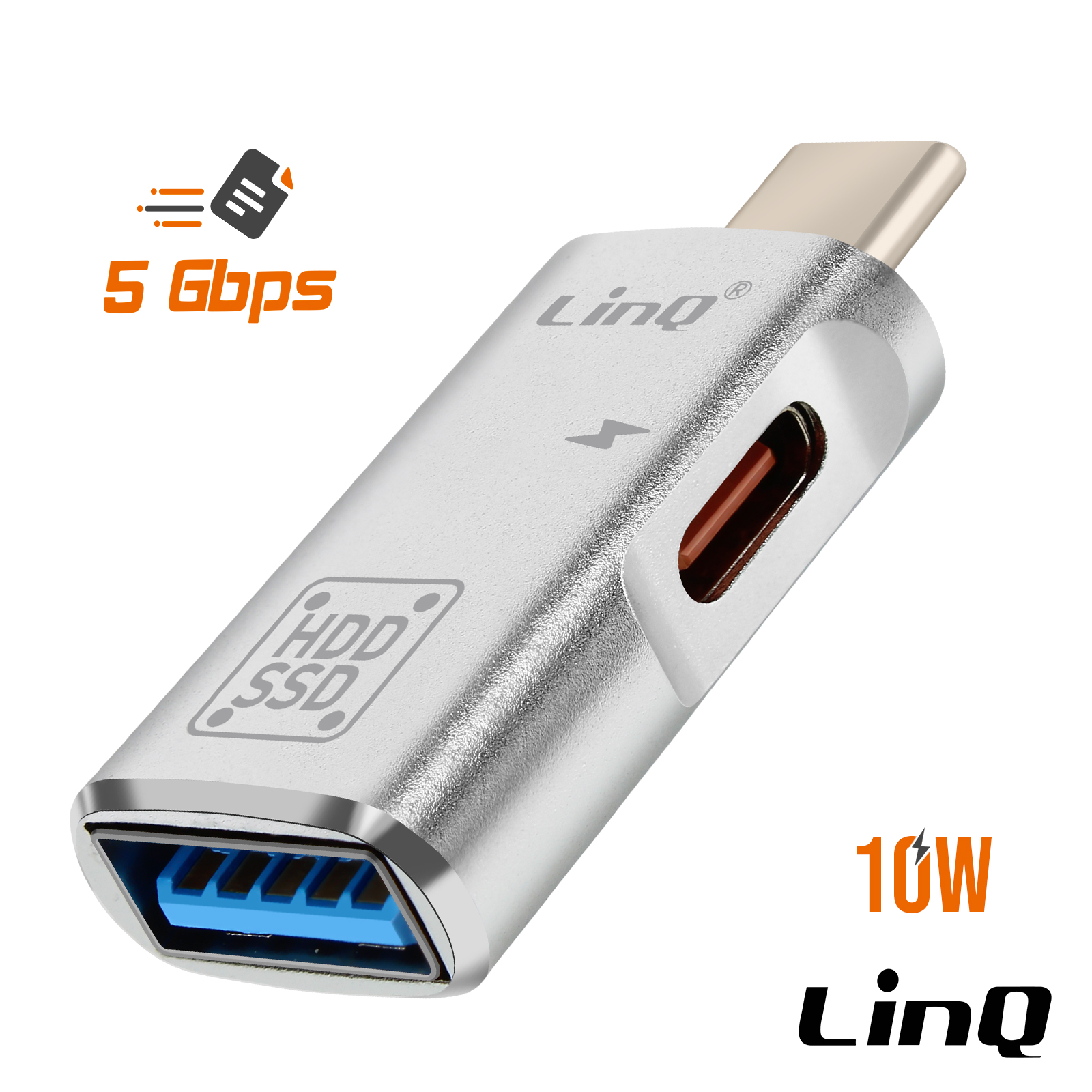 Subtel Cavo OTG 15 Cm, USB C Type C A USB A 2.0, Adattatore In Alluminio Argento Per Smartphone, Tablet