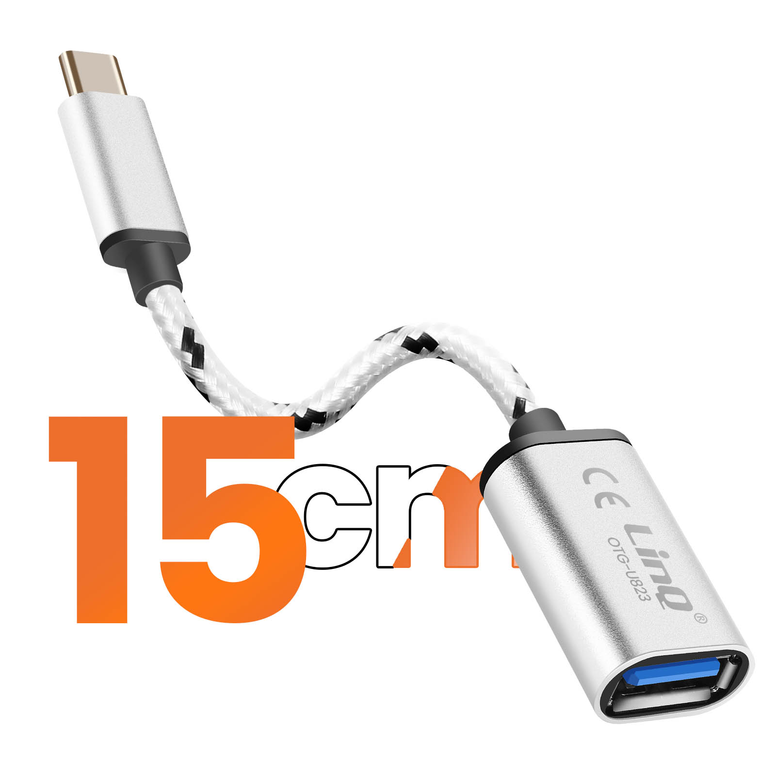 Cavo OTG USB-C 2.0 15cm In Alluminio Per Smartphone, Connettore USB A E Type-C, Per Mouse E Tastiera
