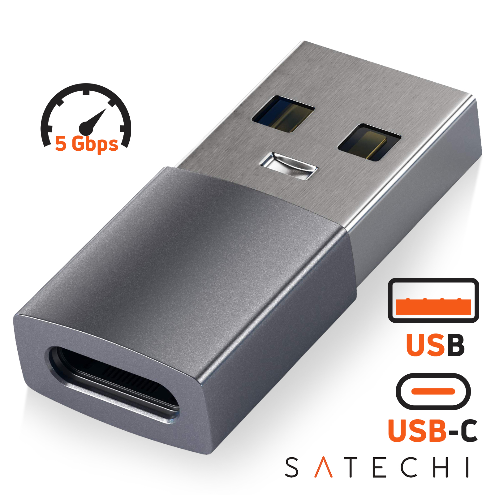 QIANRENON Adattatore USB C A USB 3.1 OTG 10Gbps PD120W 4K@60Hz, 2 Pezzi In Lega Con LED