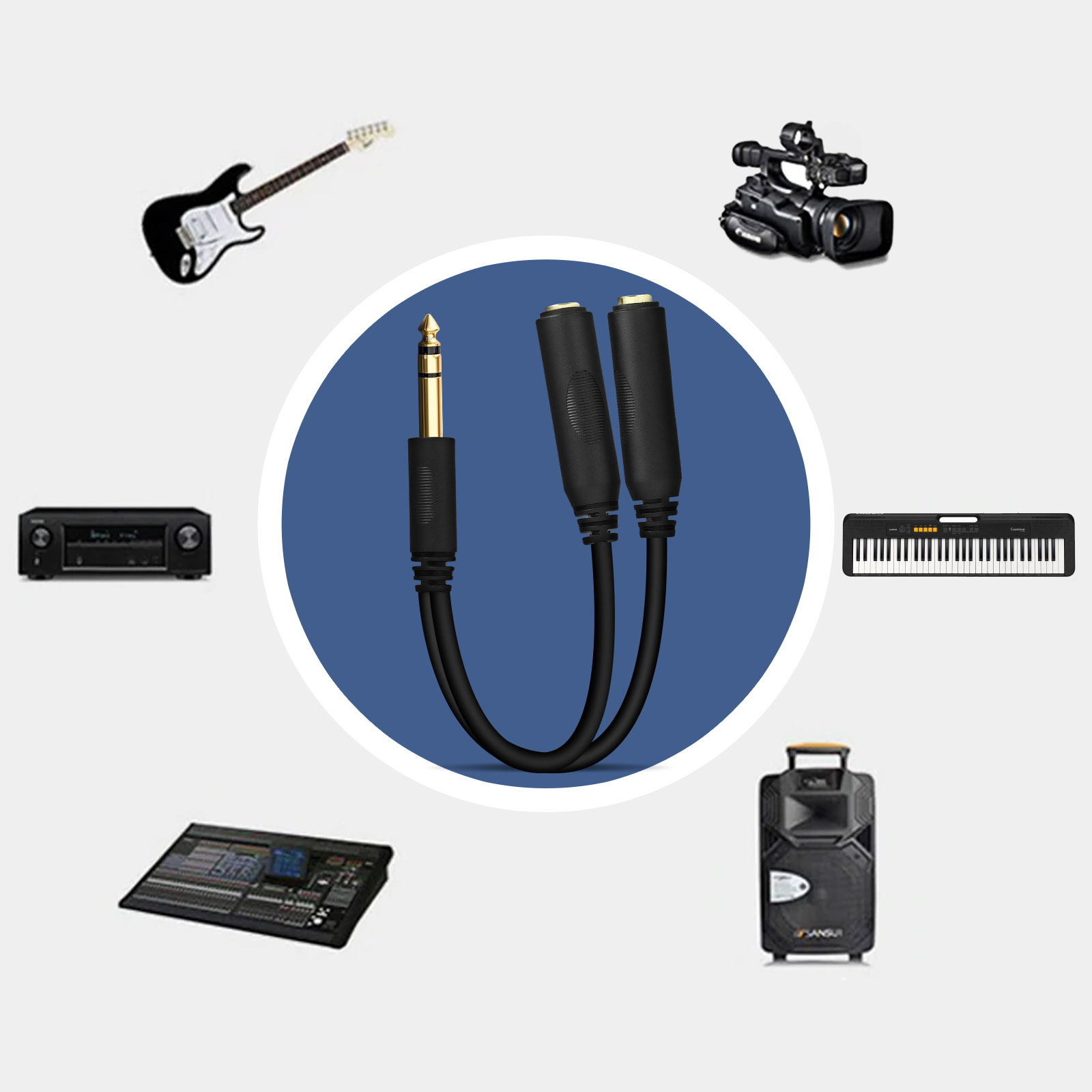 Adattatore Audio 6,35 Mm Maschio A 3,5 Mm Femmina &ndash; AMZER, Per Cuffie E Strumenti