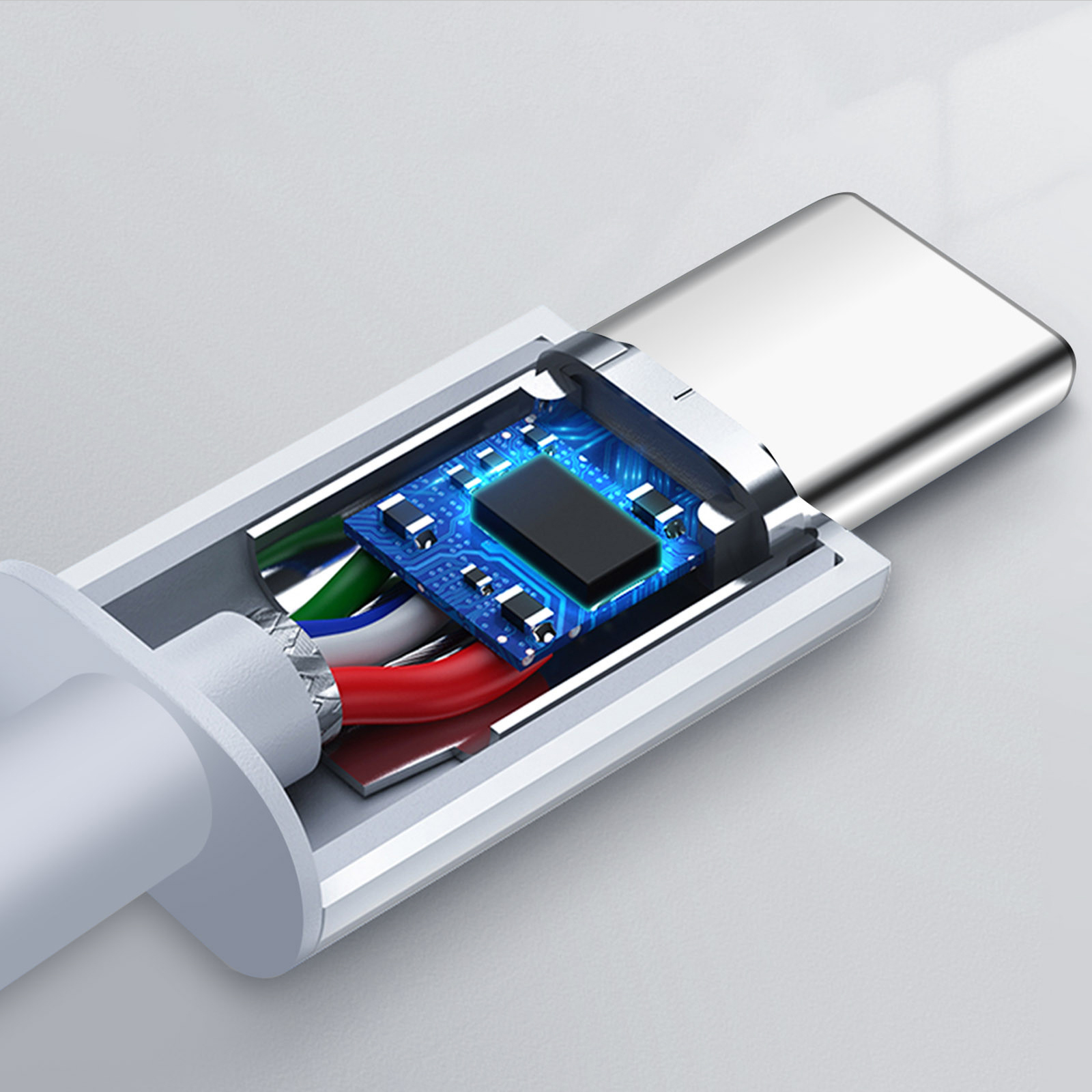 Adaptateur USB-C Vers Jack 3.5mm + Charge Rapide 100W - Son Hi-Fi - Blanc/Gris