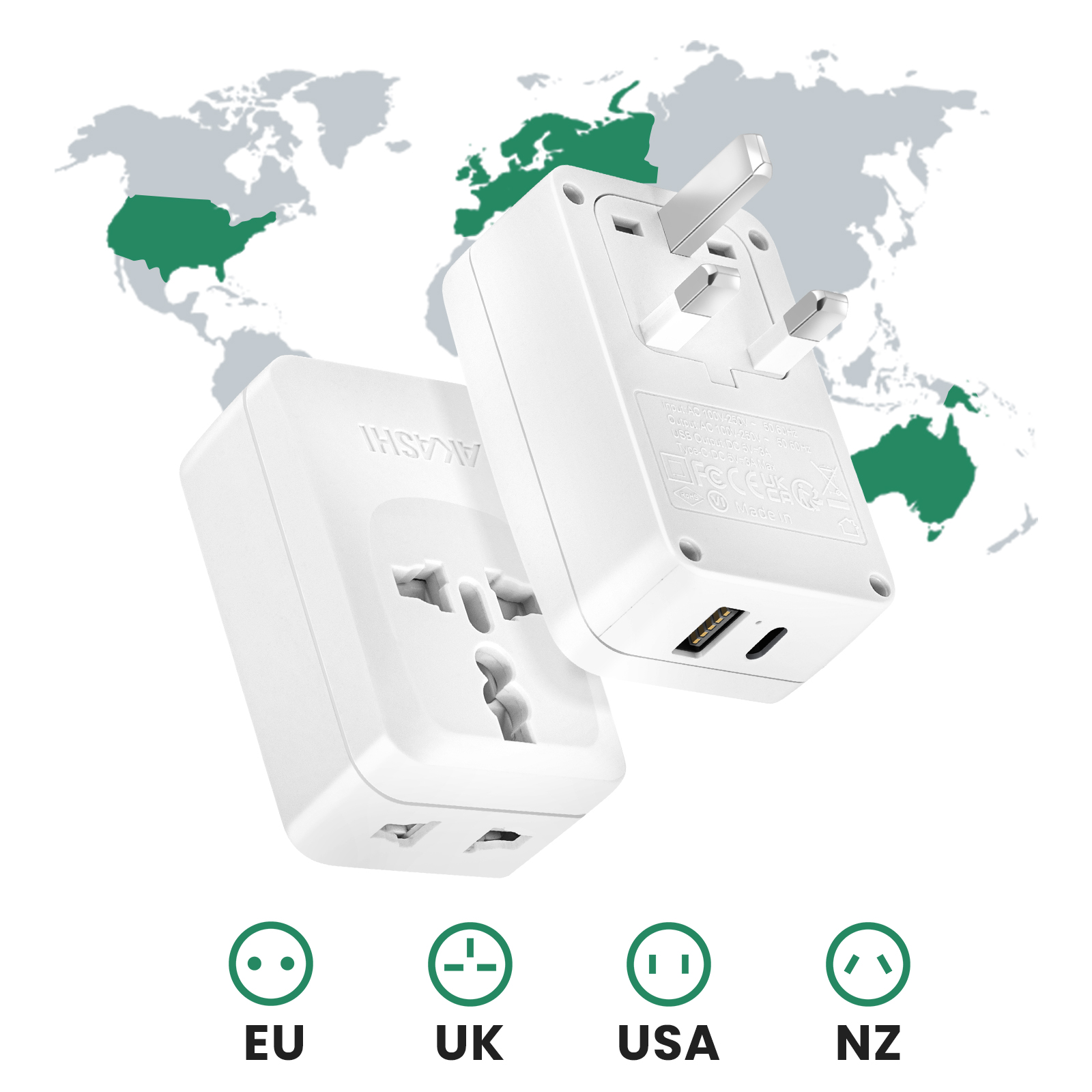 INN® adaptateur voyage universel Multiprise US UK AUS 150 pays prise internationale usb fusible de