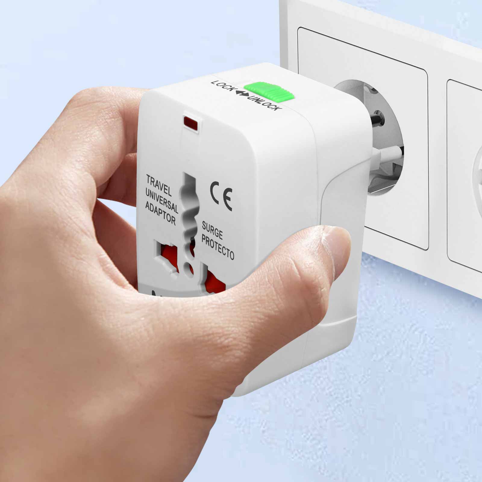 Adattatore Universale Da Viaggio Compatto | 4 Porte USB | Per 150 Paesi (USA, EU, UK, AUS) | Presa Multipla Per Caricare Tutto