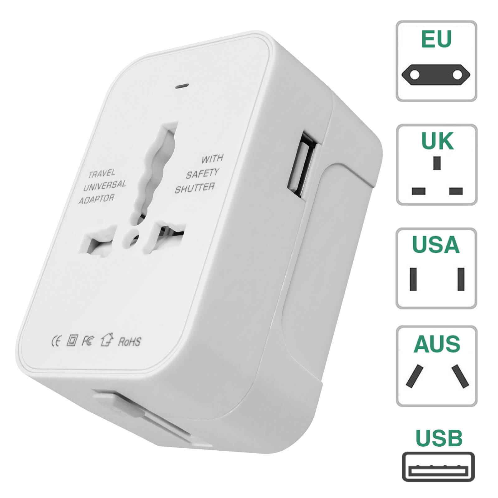 Milool Adattatore Presa da Viaggio Universale con 2 porte USB per US, EU, UK, AU per Circa 150 Paesi, Sicurezza per Fusibili per Tablet, PC, Cellulari, Fotocamere Digitali e Lettori Mp3,Blu
