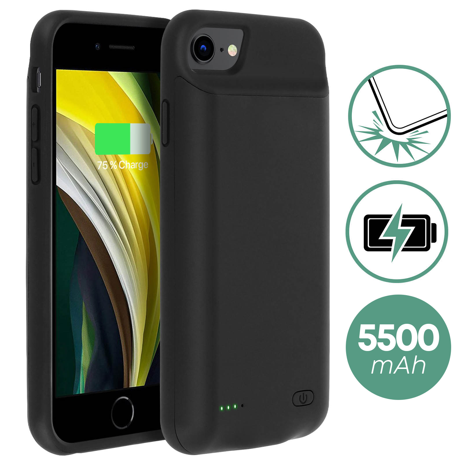 HUOBAO Cover batteria per iPhone 12 Mini, 5000mAh Ricaricabile Battery Case Custodia Batteria Caricabatterie Portatile Cover Power Bank per iPhone 12 Mini,(5,4 pollici