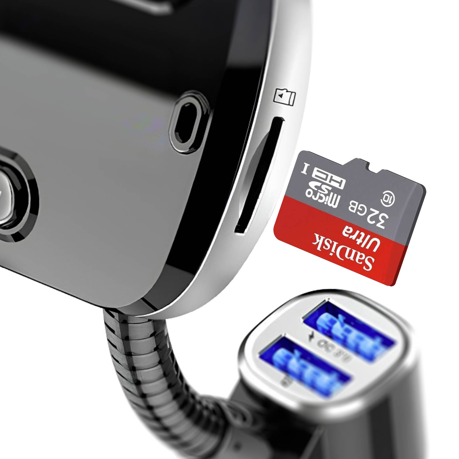 Kit Mains Libres Voiture Bluetooth N6K8 Avec Chargeur Et Double Micro