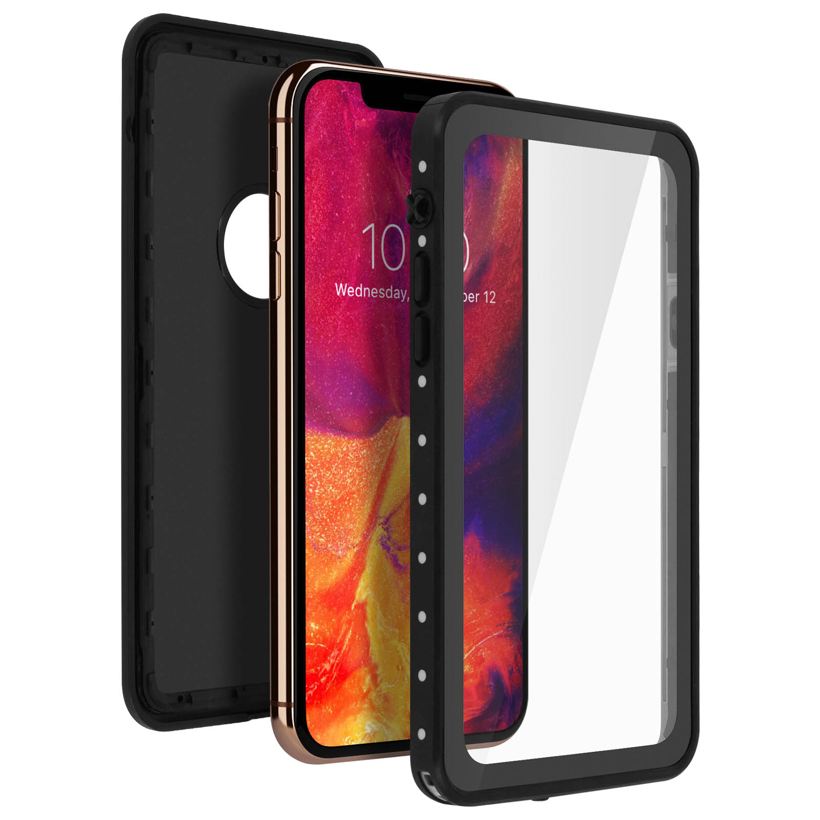 Custodia Hensinple Per IPhone X/XS, Trasparente Opaca, Con Protezione Antiurto Militare E Vetro Temperato, Bumper TPU - 2