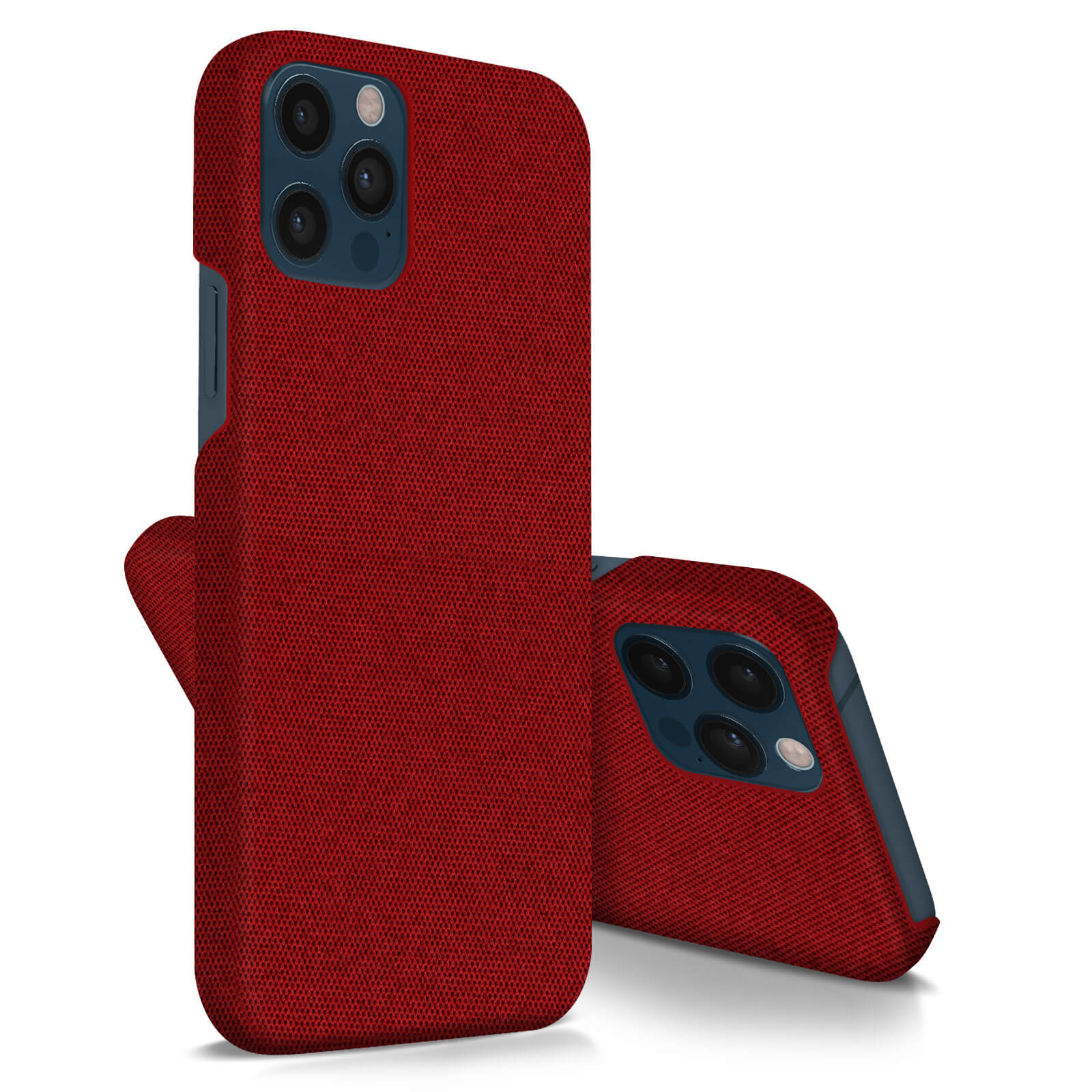 Cover iPhone 12 / 12 ProRivestimento in Tessuto Elegante, Contorno Bumper in Silicone Antishock - rosso - Italiano