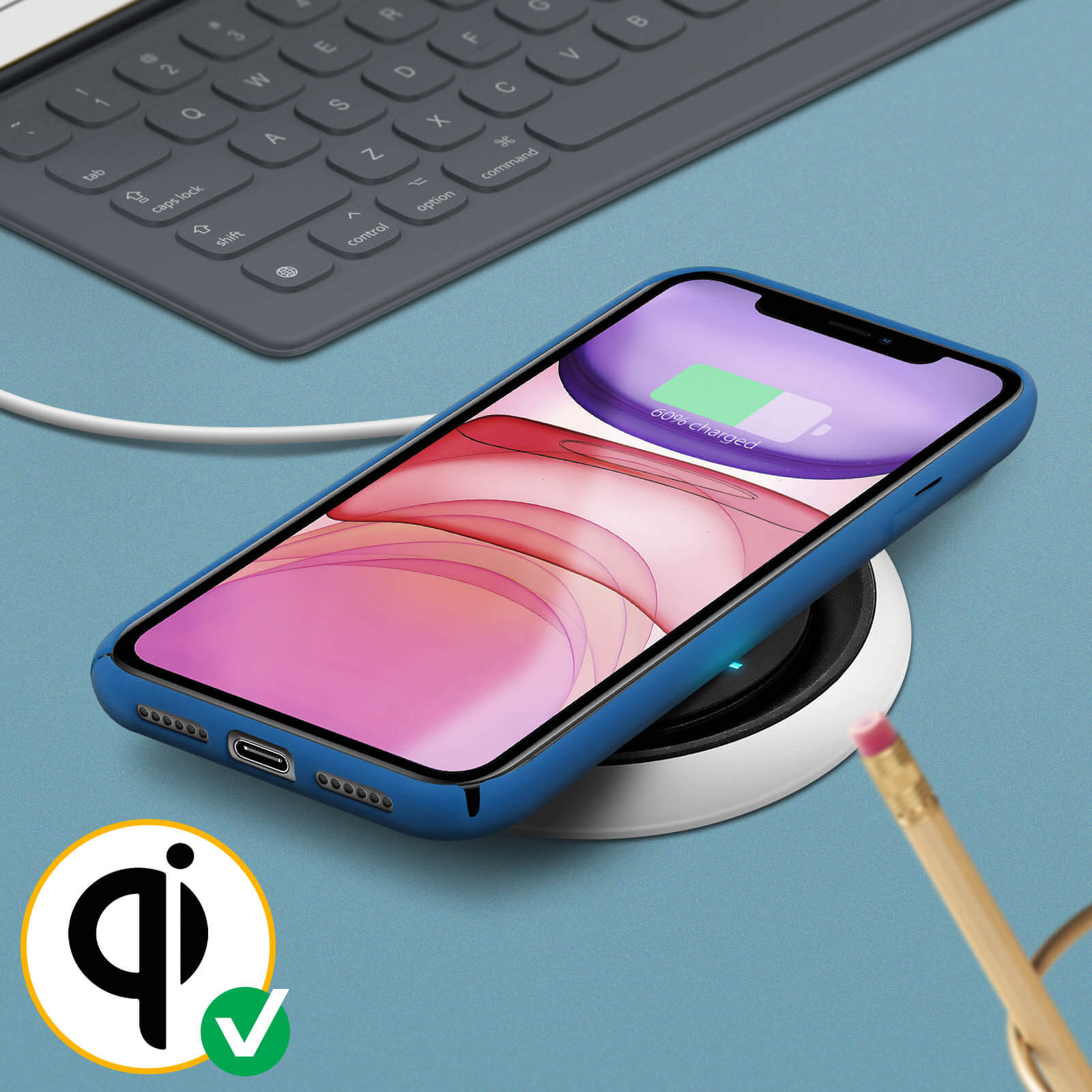 Custodia Asuwish Per IPhone 11 Con Pellicola Vetro Temperato - Cover TPU Morbida Sottile, Antiscivolo, Colore Blu