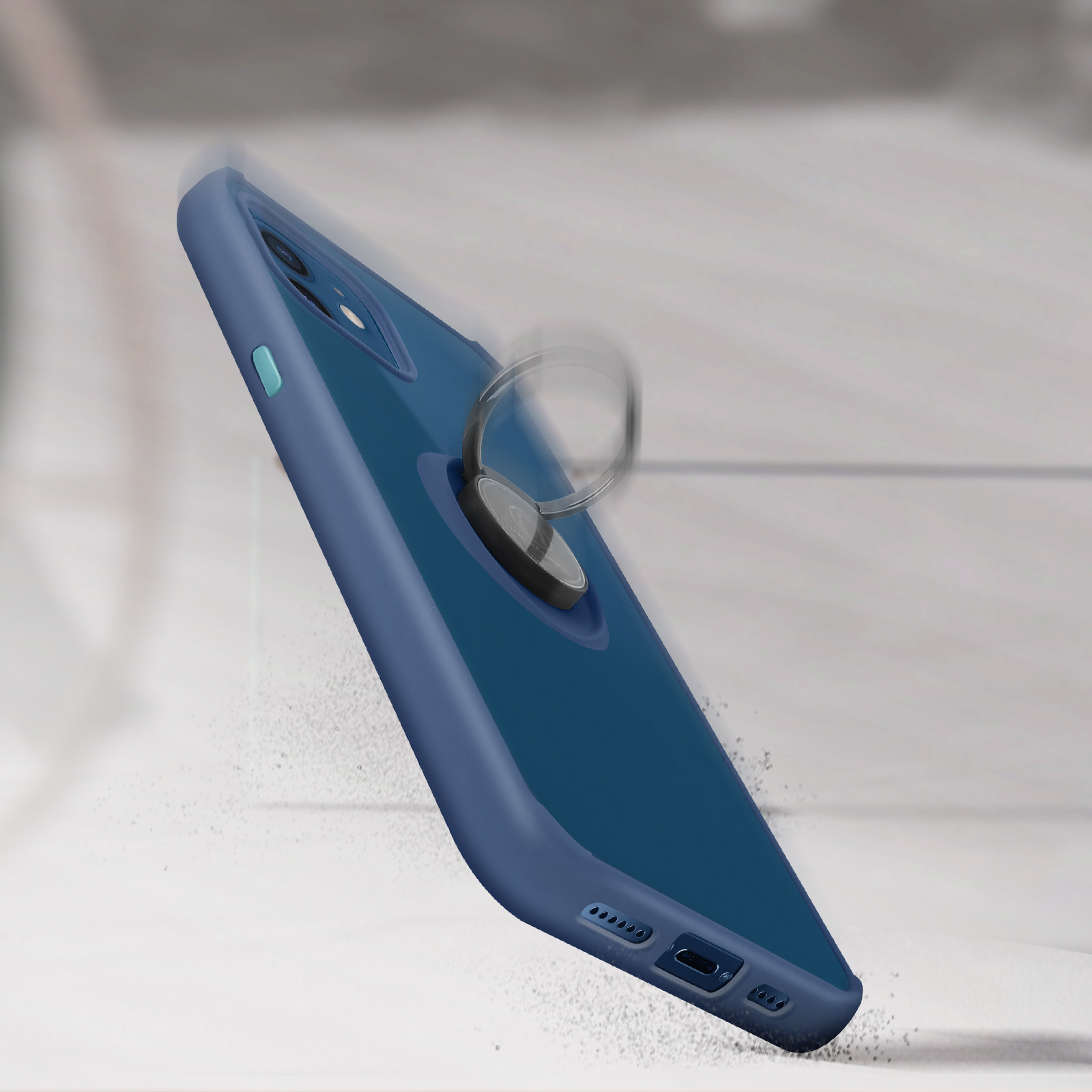 Custodia Protezione della Fotocamera Compatibile con iPhone 12 Mini, Cover Adsorbimento Magnetico 360 Gradi Protezione Trasparente Vetro Temperato Doppio Bumper Metallo Custodia, Blu