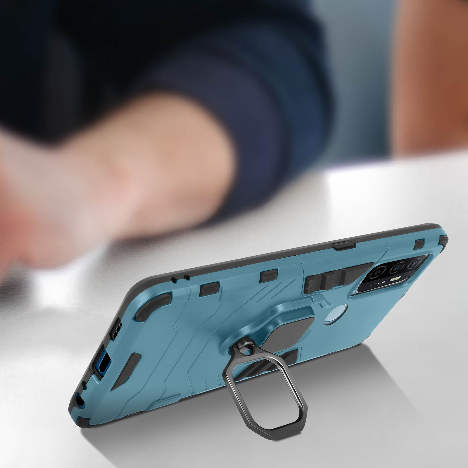 TECHGEAR Custodia Portafoglio In Pelle E TPU Con Supporto E Cinturino Per Oppo A32 / A53, Colore Blu - 4