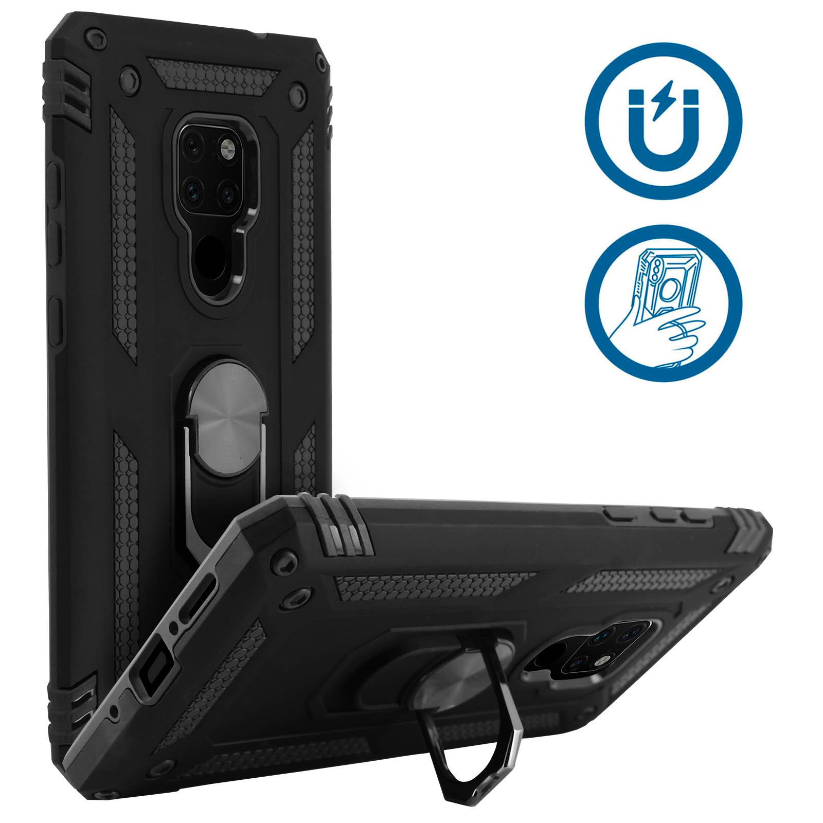 Custodia Magnetica Per Honor 20 Pro, Cover In Metallo E Vetro Temperato 9H, Porpora - 2