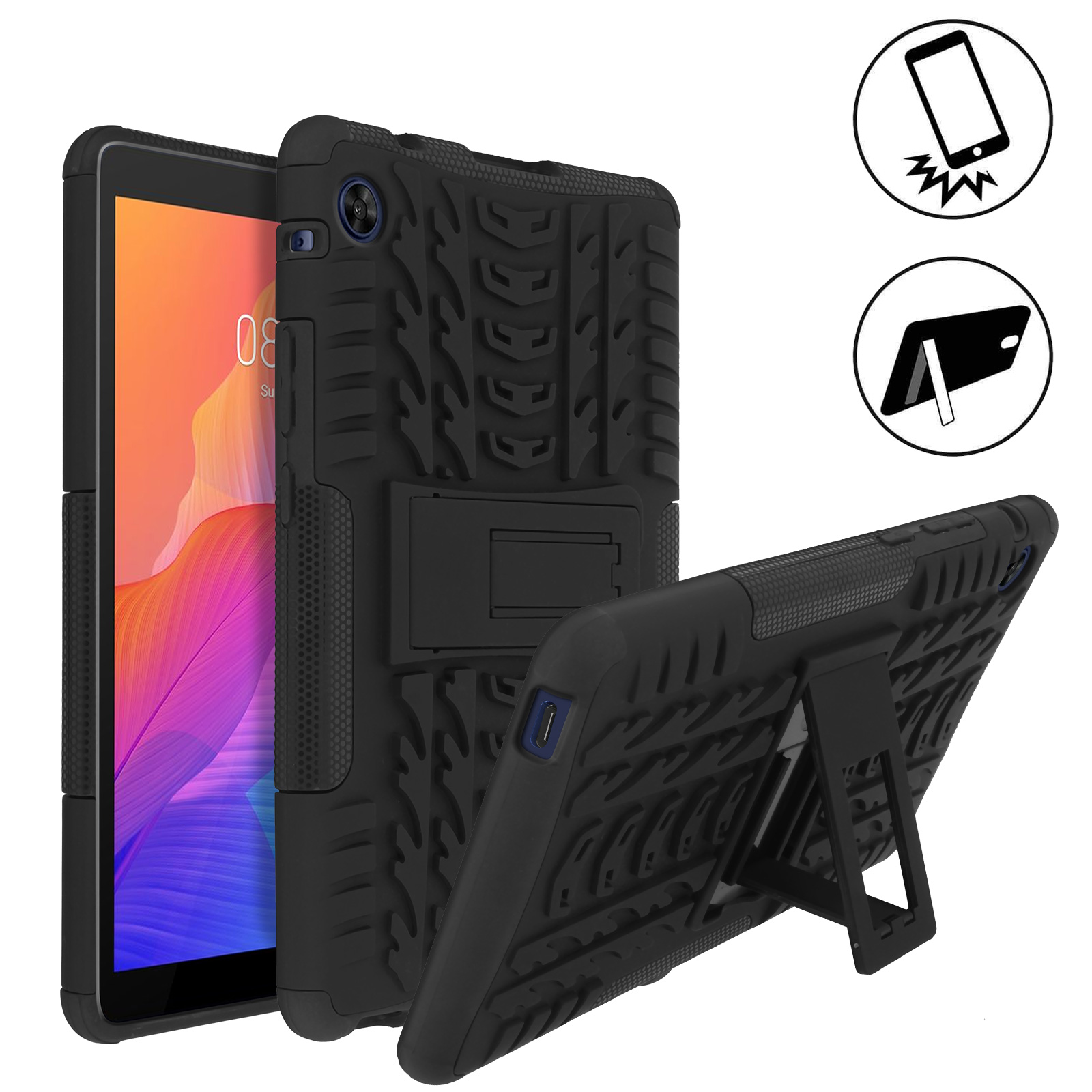 RLTech Custodia Cover per Huawei Matepad T8, Ultra Leggero Protettiva Cover in Silicone con Supporto per Bambini per Huawei Matepad T8 8.0 2020, Rosso