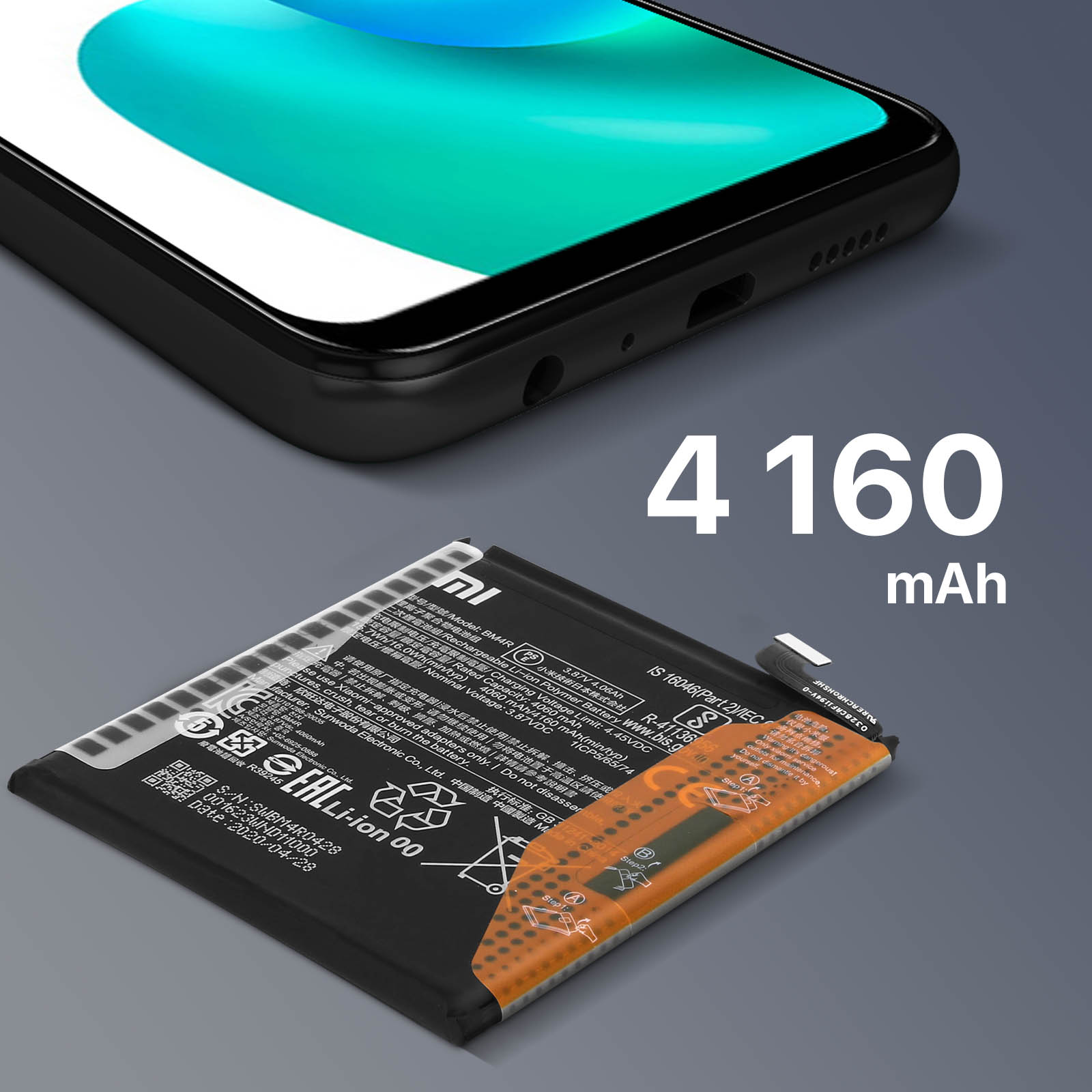 Batteria Originale Xiaomi BM4R 4160mAh Per Mi 10 Lite 5G - Ricambio Interno Al Litio