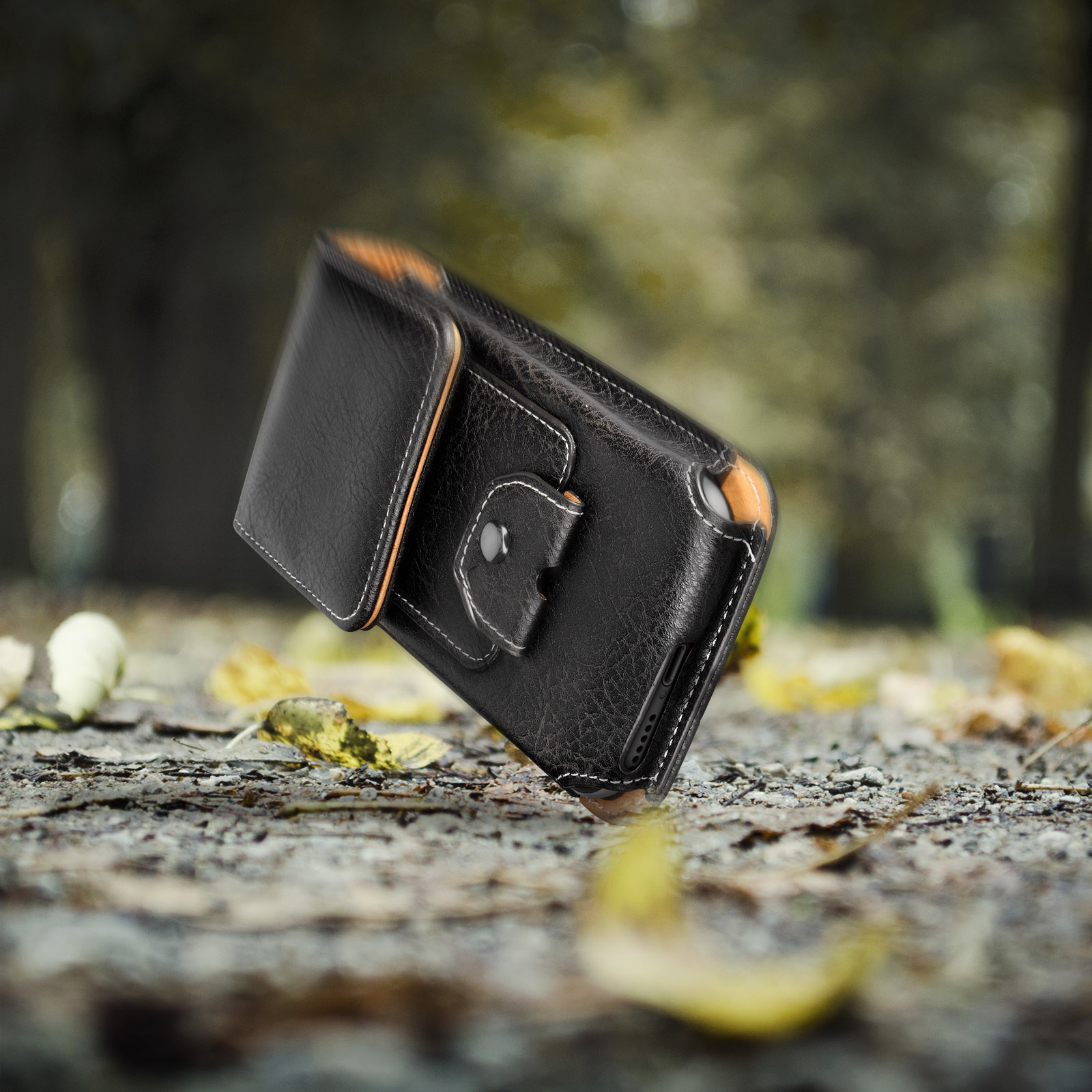 EOYVAIL - Étui Ceinture Pour Téléphone Portable - Nylon Oxford Noir - 18x10x2,5 Cm - Clip Métal Renforcé - Fermeture Velcro - Pour Randonnée, Vélo, Travail