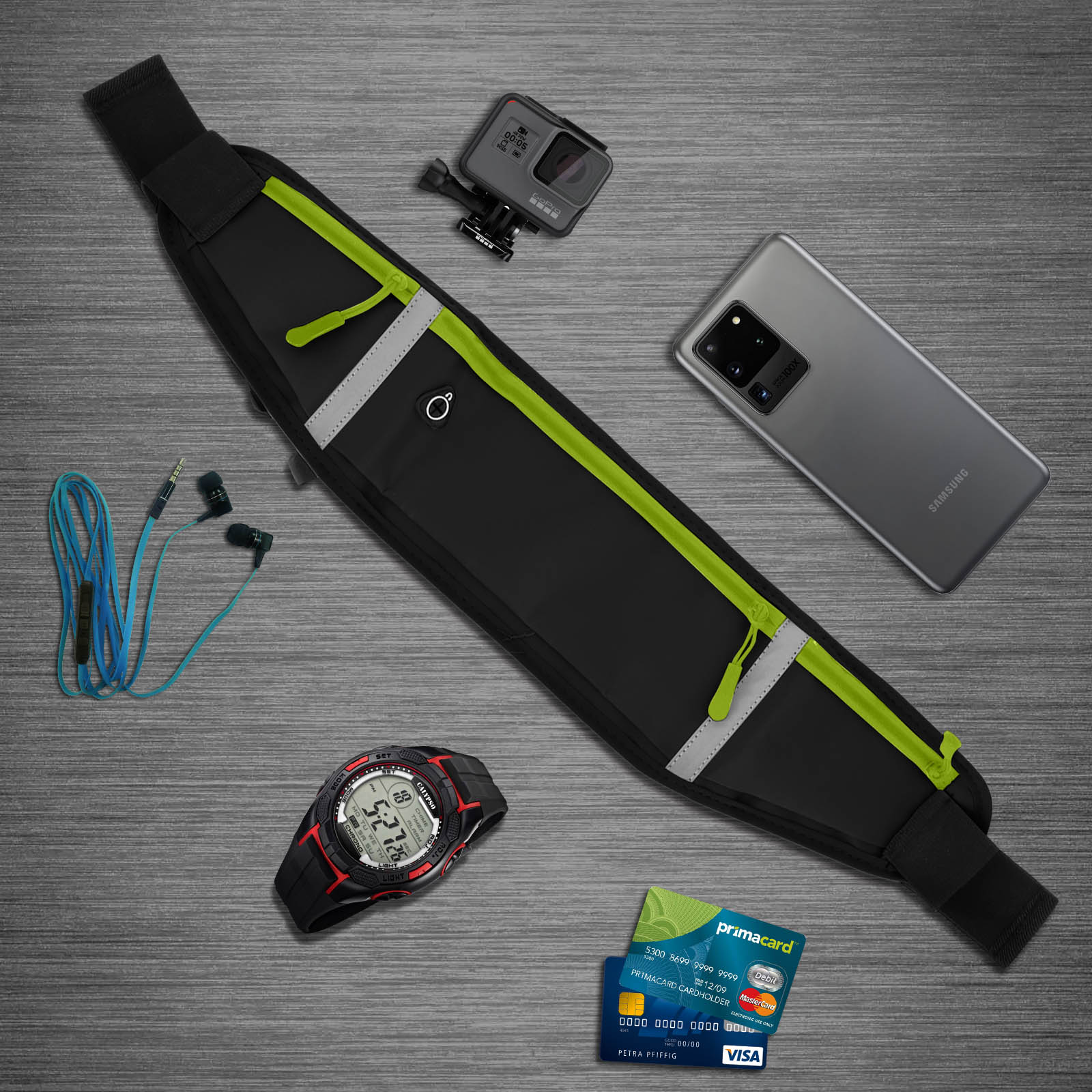 Ceinture De Course Réfléchissante – 4 Poches, Réglable, étanche, Avec Sortie écouteurs, Pour Jogging, Fitness, Téléphone
