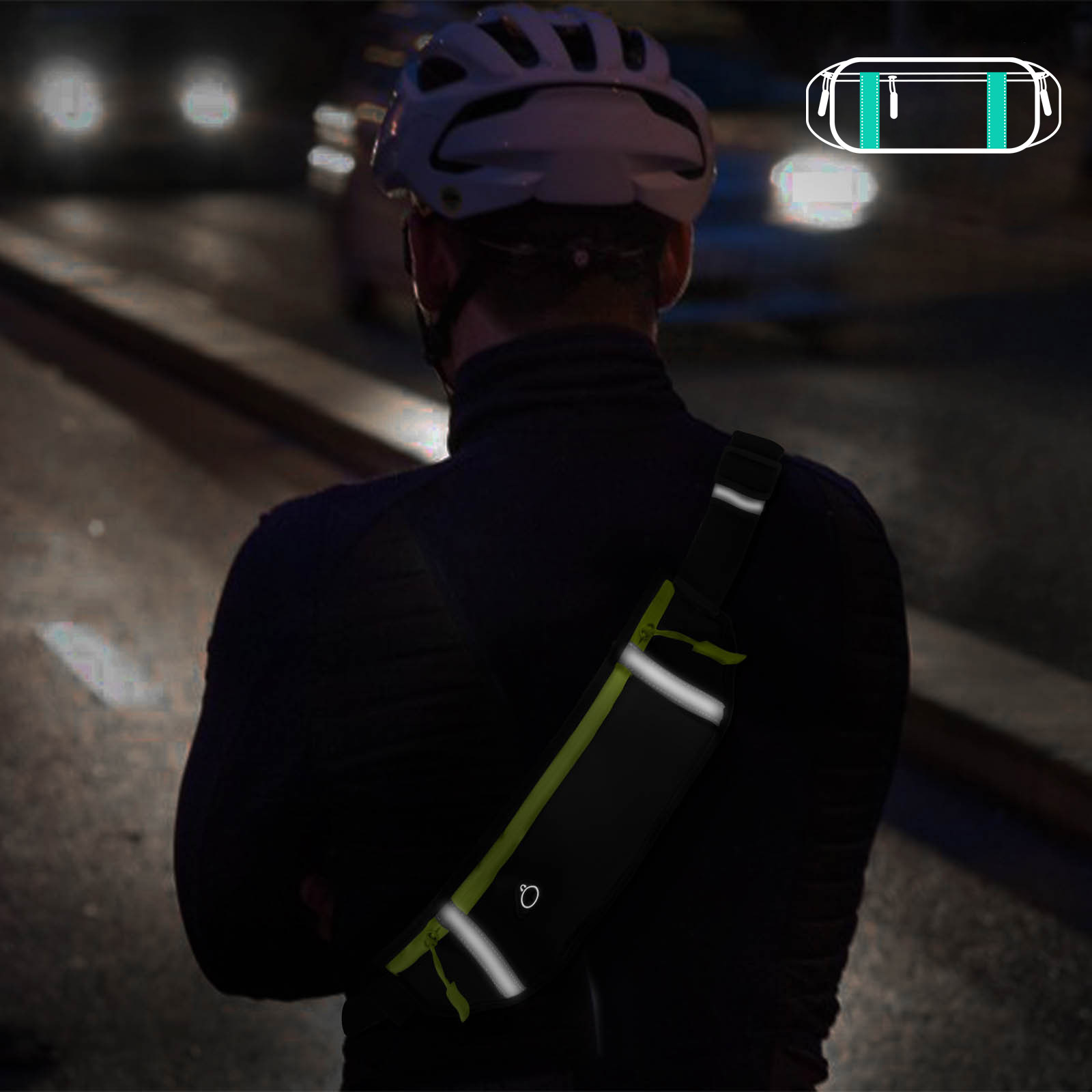 Ceinture De Course Réfléchissante Avec Sac Banane - Compartiment Pour Téléphone - Réglable - Pour Jogging Et Sport - 11
