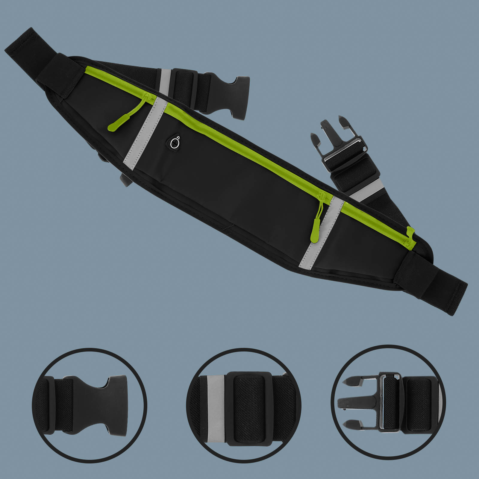 IZZY Marsupio Sportivo Impermeabile In Neoprene Verde – Con Cintura Regolabile E Uscita Cuffie Per Corsa E Trekking