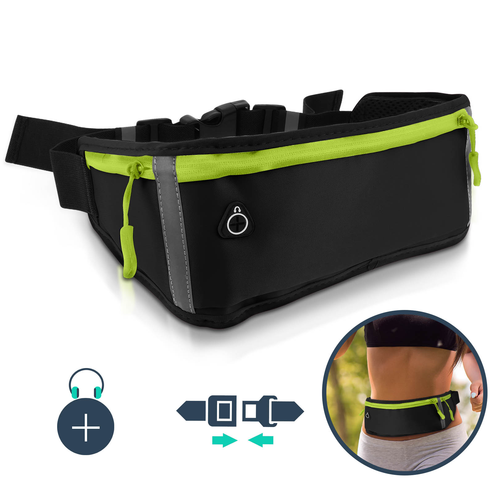 Sac Banane De Sécurité Rose – Ceinture Extensible – Pour Course, Marathon, Rando, Vélo – NEUF