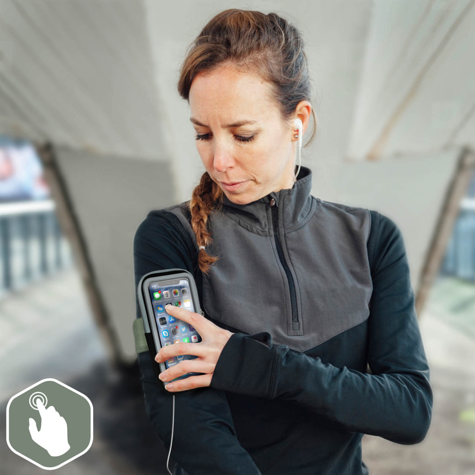 Tour de poignet sport en microfibre avec poche zippée - Publicité Par l'Image