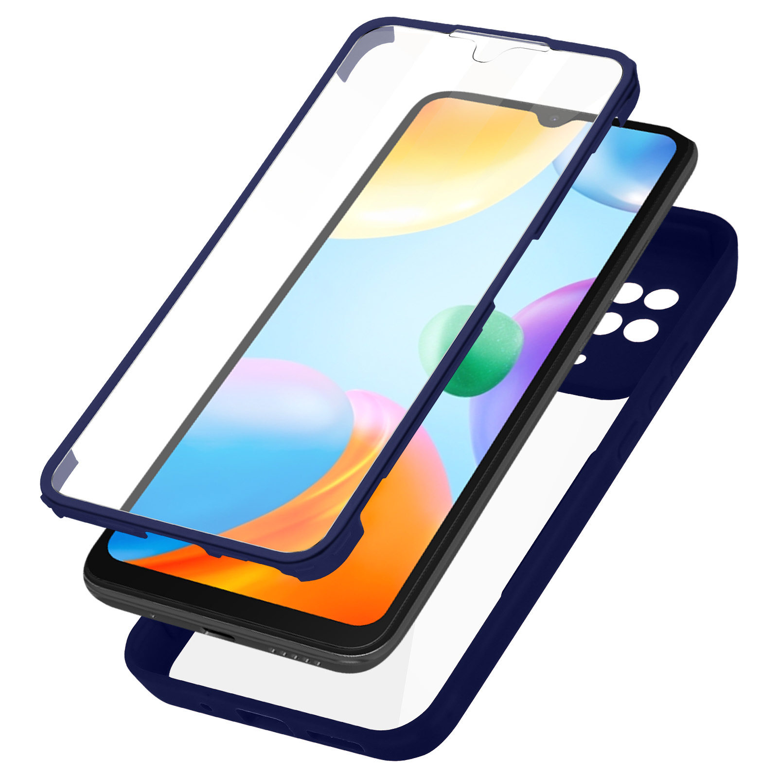 Cover Rigida Trasparente Per Xiaomi Redmi 10C – Antiurto TPU 360° – Bumper Antigiallo – Colore Blu - 2