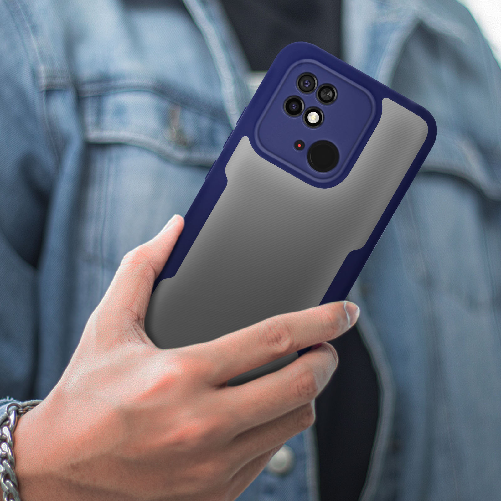 Cover Carbon Per Xiaomi Redmi 10C - Custodia Morbida TPU Antiurto Opaca Nera