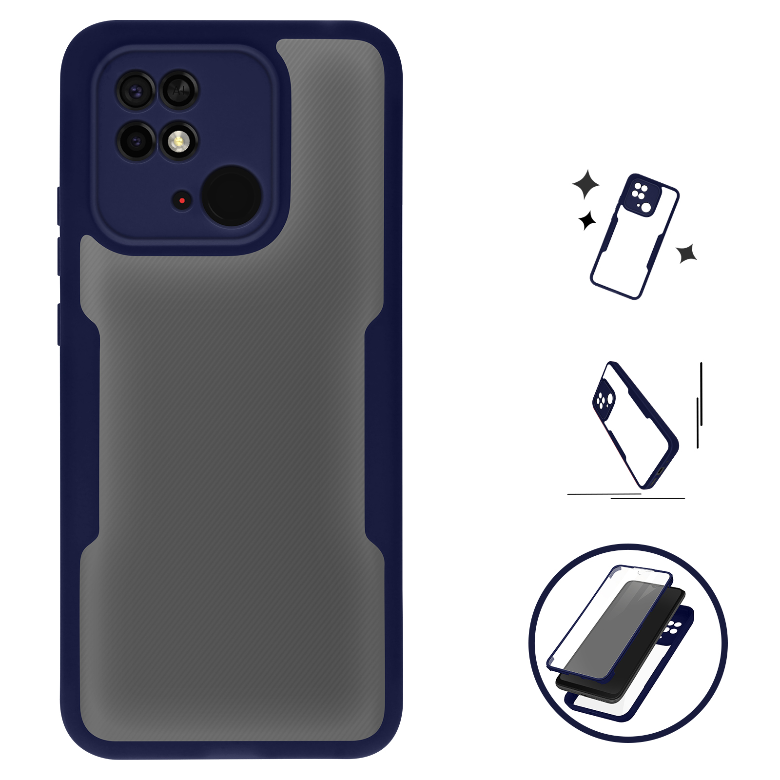 Cover Antiurto In Carbonio Per Xiaomi Redmi 10C - Custodia TPU Morbida Nera Opaca