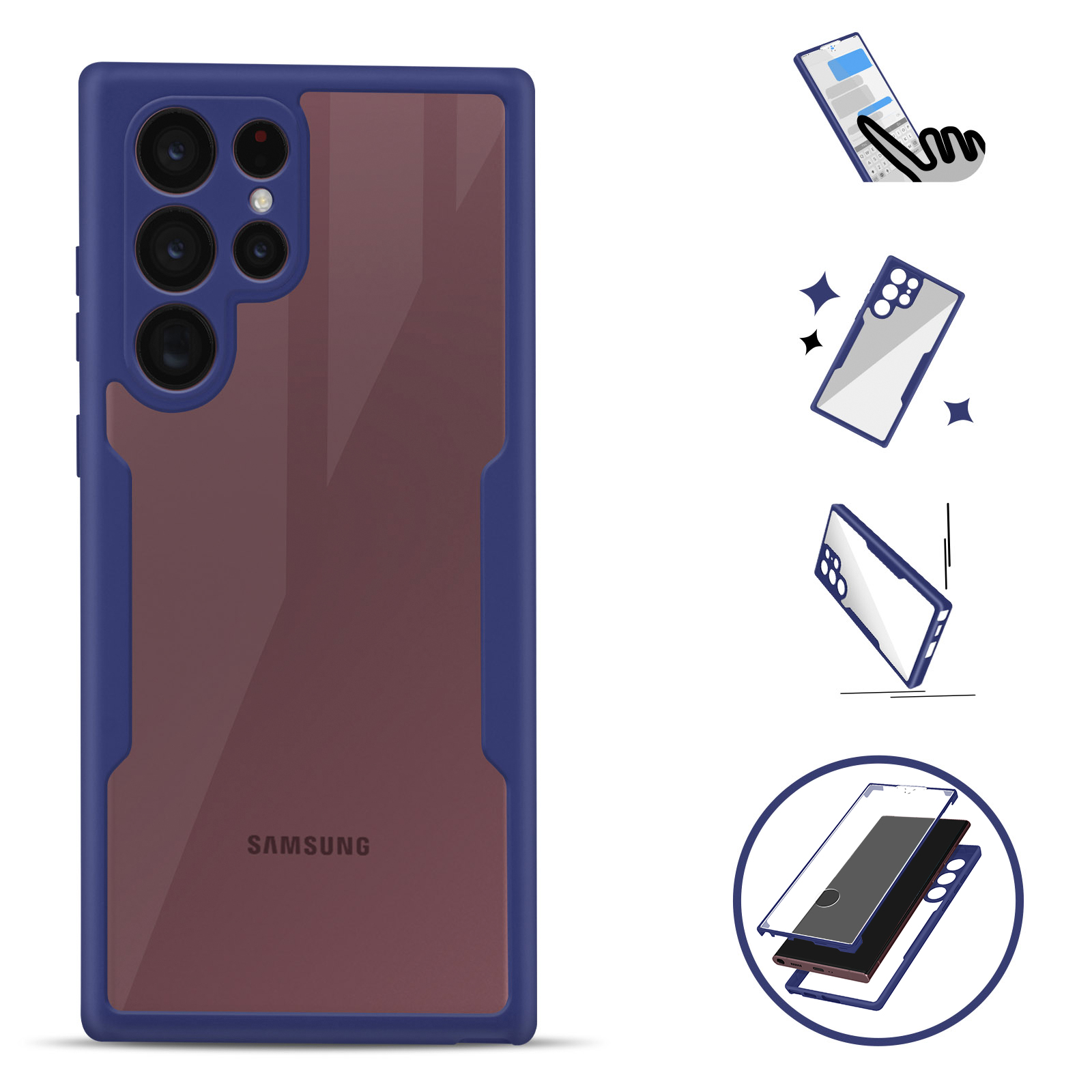 Custodia Unov Per Samsung Galaxy S22 Plus 6,6'' - Cover Trasparente Morbida TPU Con Motivo Bouquet Di Fiori In Rilievo - Antiurto E Sottile