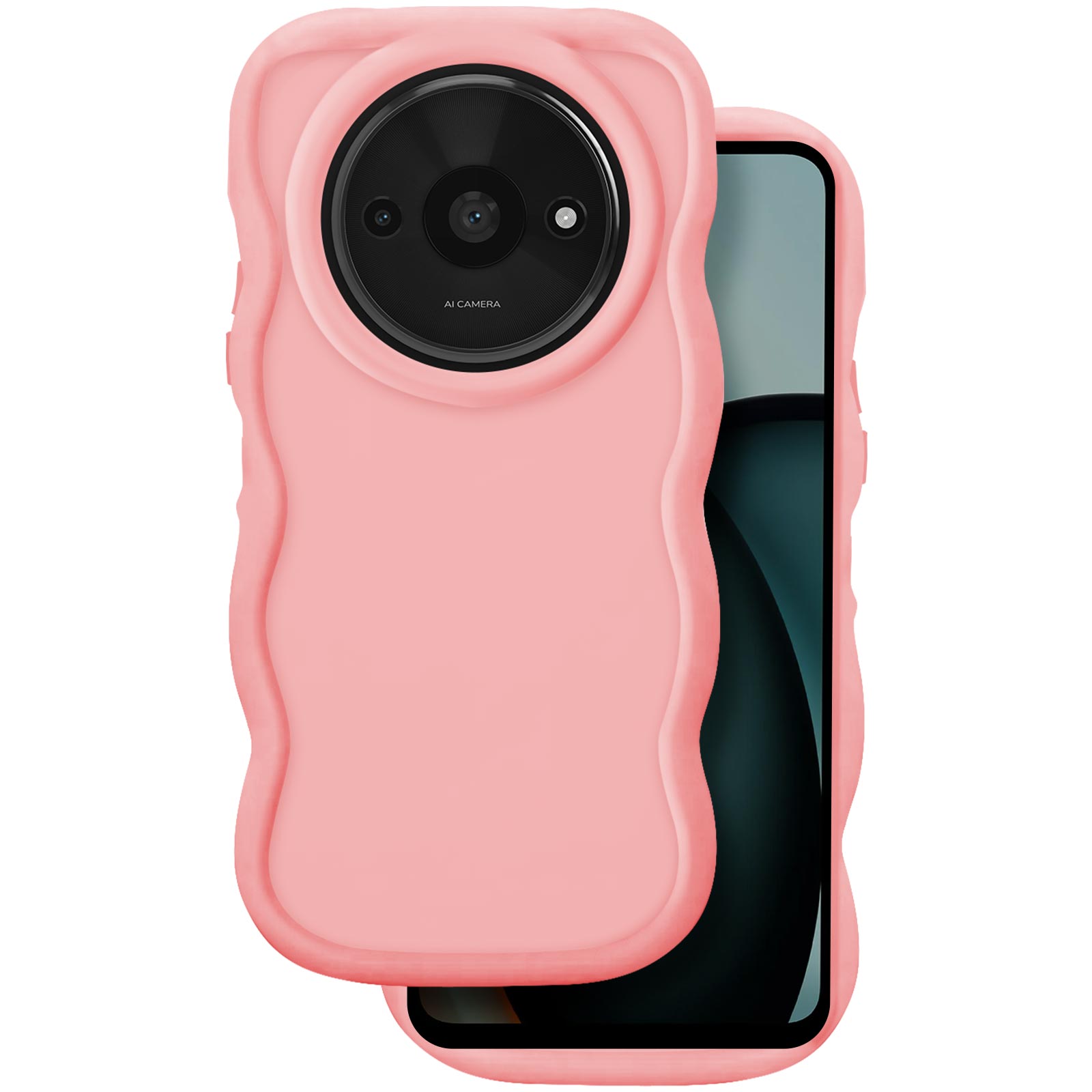 Cover Silicone Antishock Serie Candy Rosa per Xiaomi Redmi A3 - Italiano