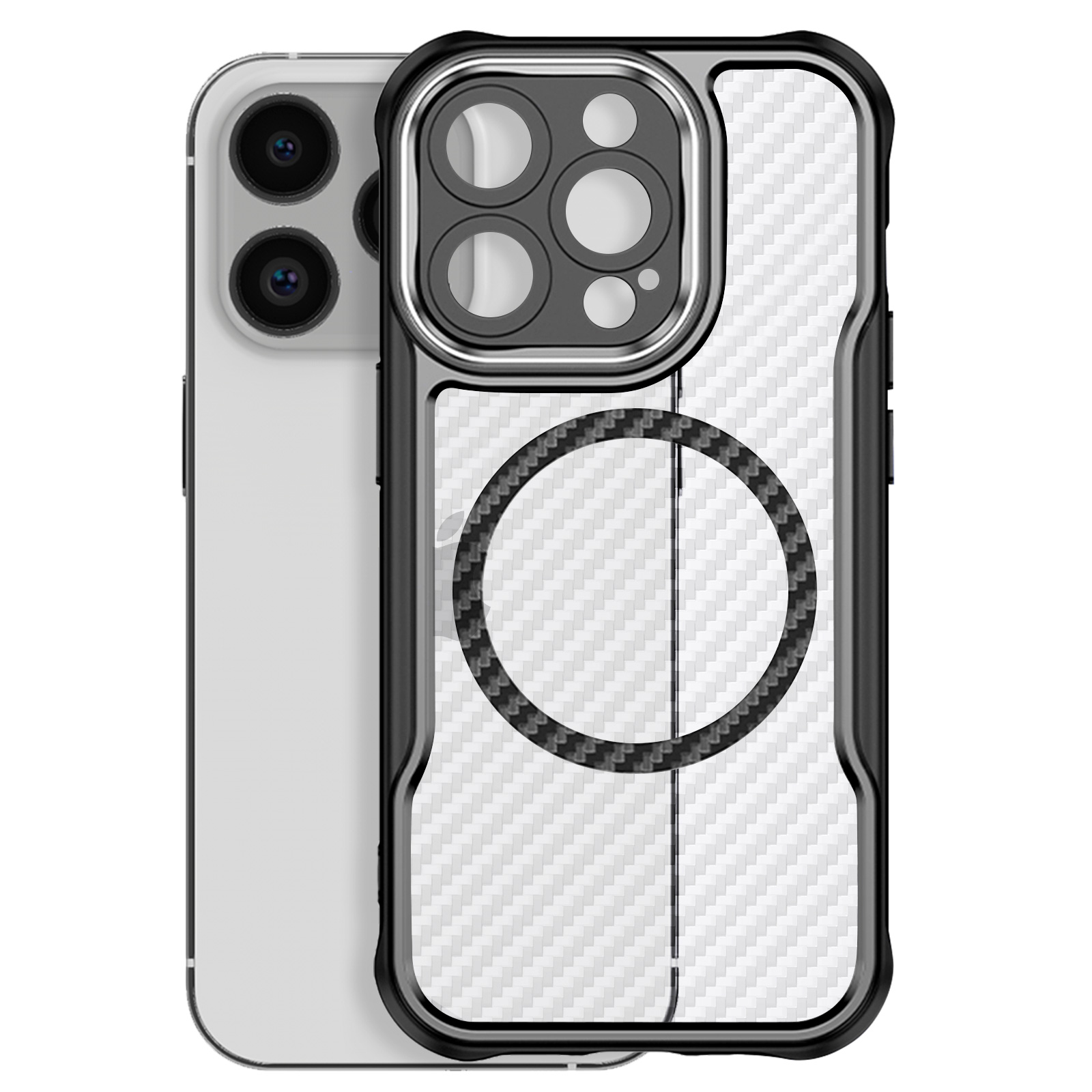 DXDXZDXLUF Custodia In Fibra Di Carbonio Per IPhone 16/16 Plus/16 Pro/16 PRO Max, Cover Magnetica Per Telefono Smerigliata, Protezione Della Fotocamera, Anti-Impronte, Custodia Sottile, 16 PRO, Nero - Foto 6