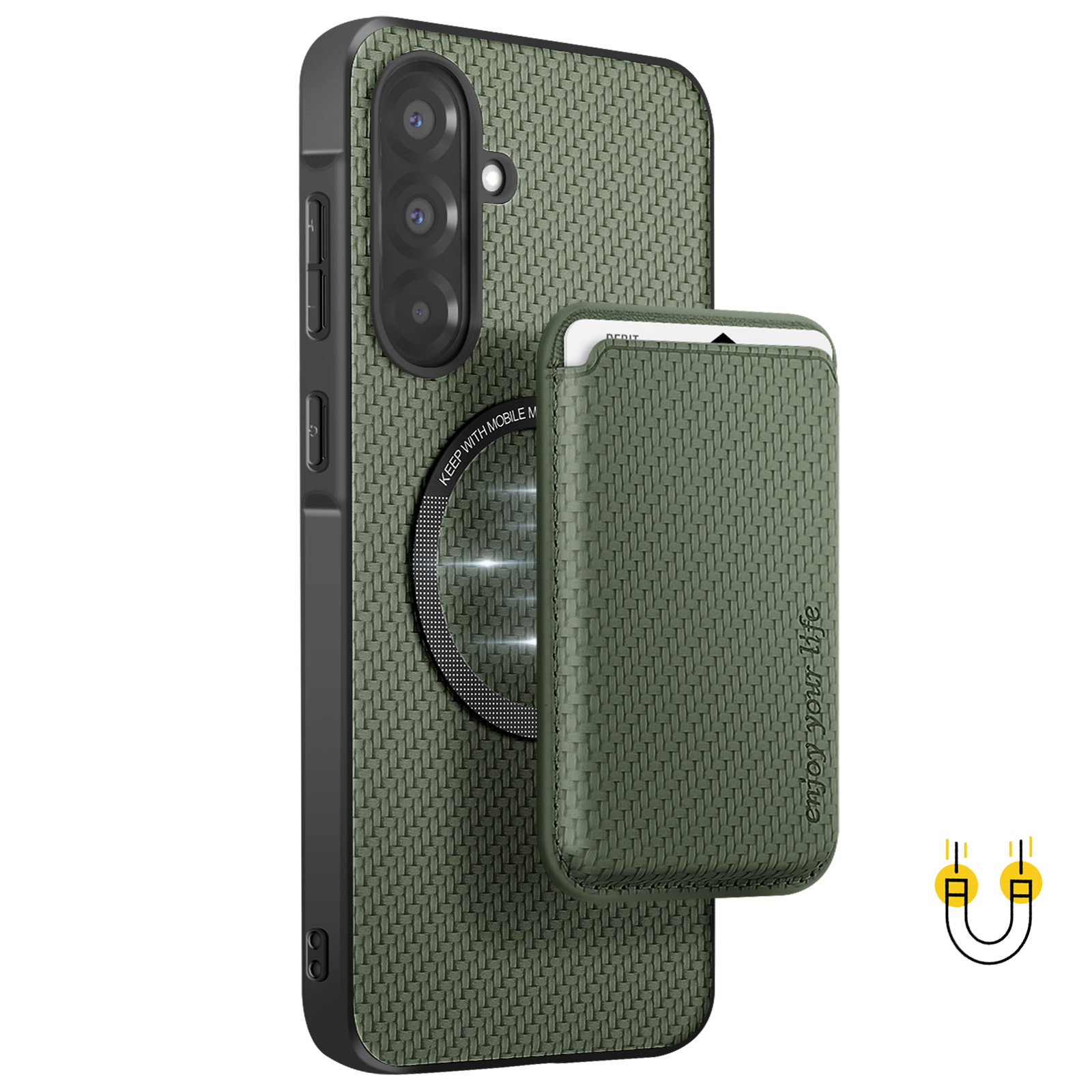 Magnetische abnehmbare Kartenhlle Grn fr Samsung Galaxy A56 - German
