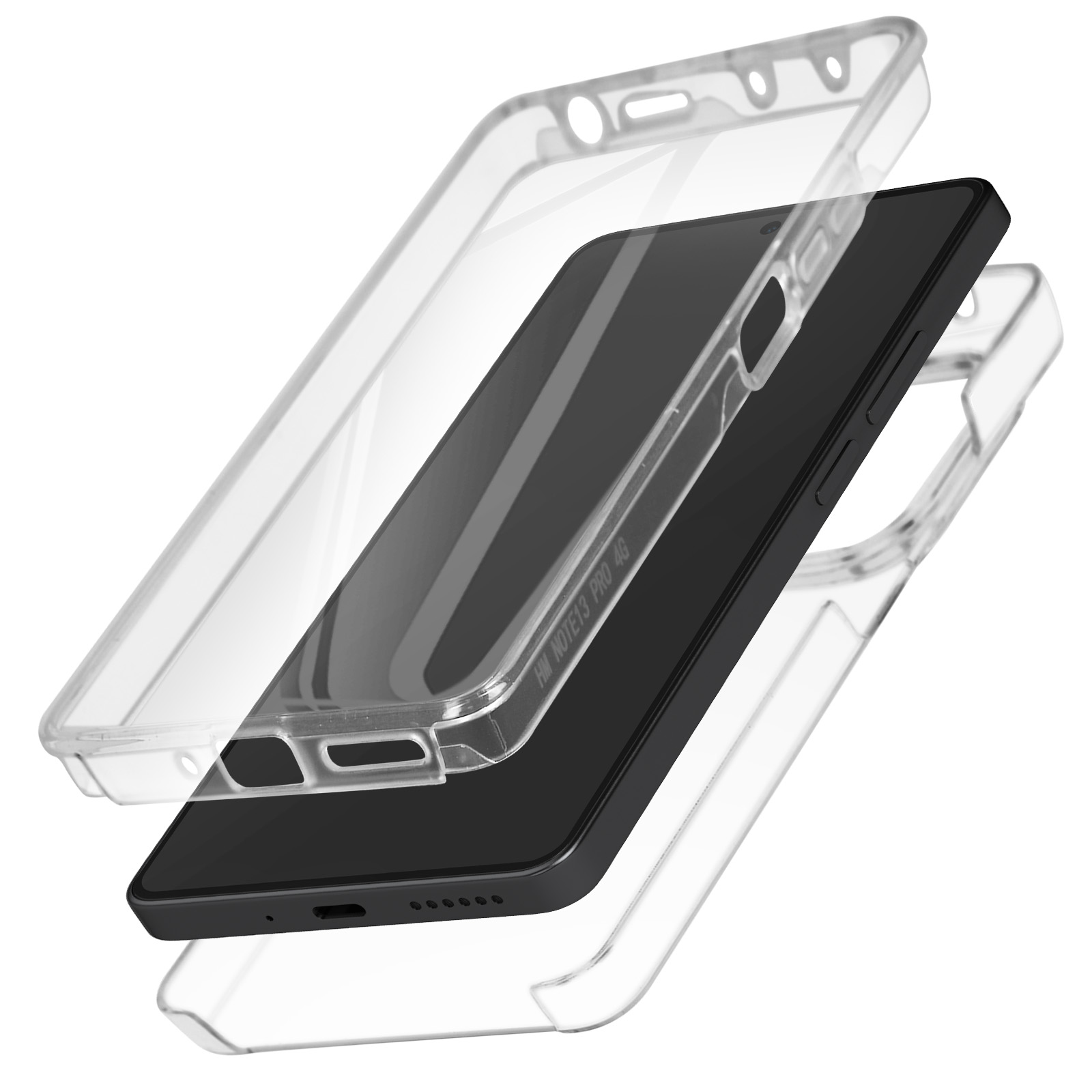 Custodia Brillantini Per Xiaomi Redmi Note 14S/13 Pro/Poco M6 Pro - Silicone TPU Ultra Sottile Con Cornice Dorata - Bianco - 5