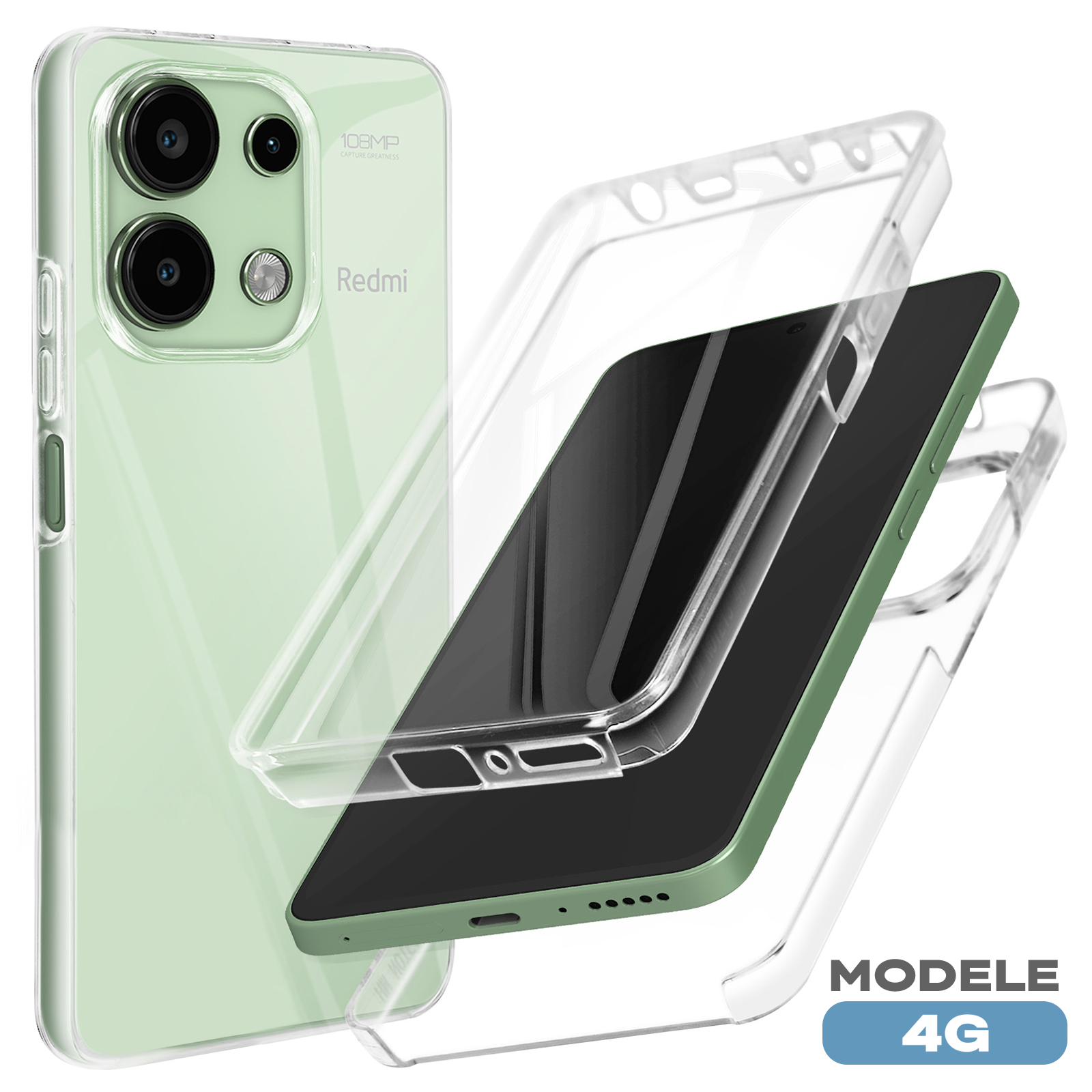Kaywzo Cover per Xiaomi Redmi Note 13 4G,Custodia Trasparente TPU Glitter con Protezione della Fotocamera,Brillante e Splendente Donna Ragazza Silicone Phone Case Cover